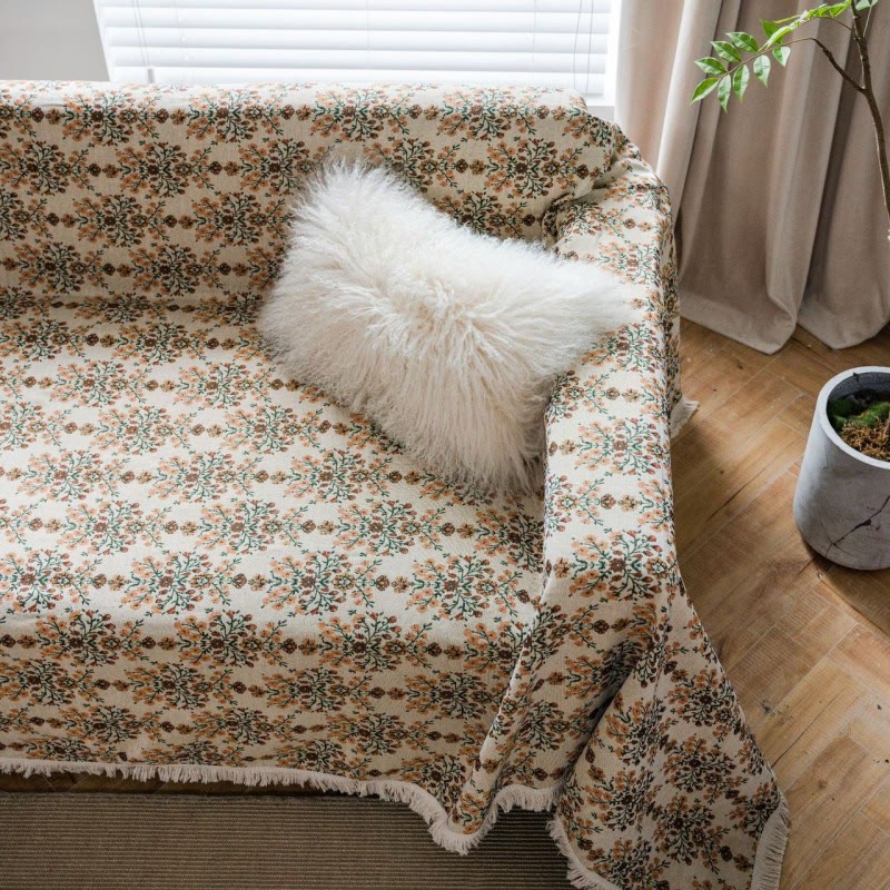 Plum Flower Jacquard Tassel Sofa Protector - image 6