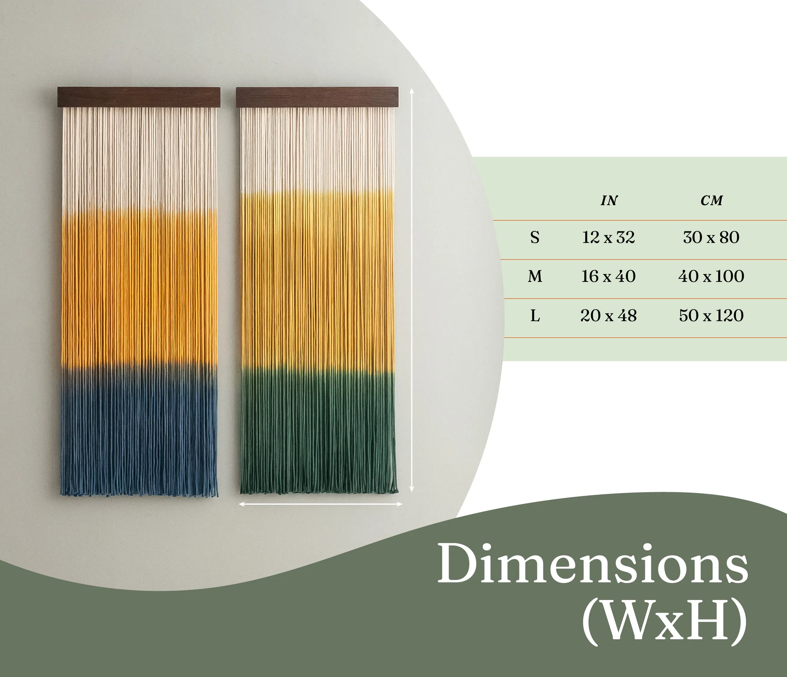 Dip Dyed Macrame Wall Hanging with Natural Wood, Handmade Boho Wall Decor