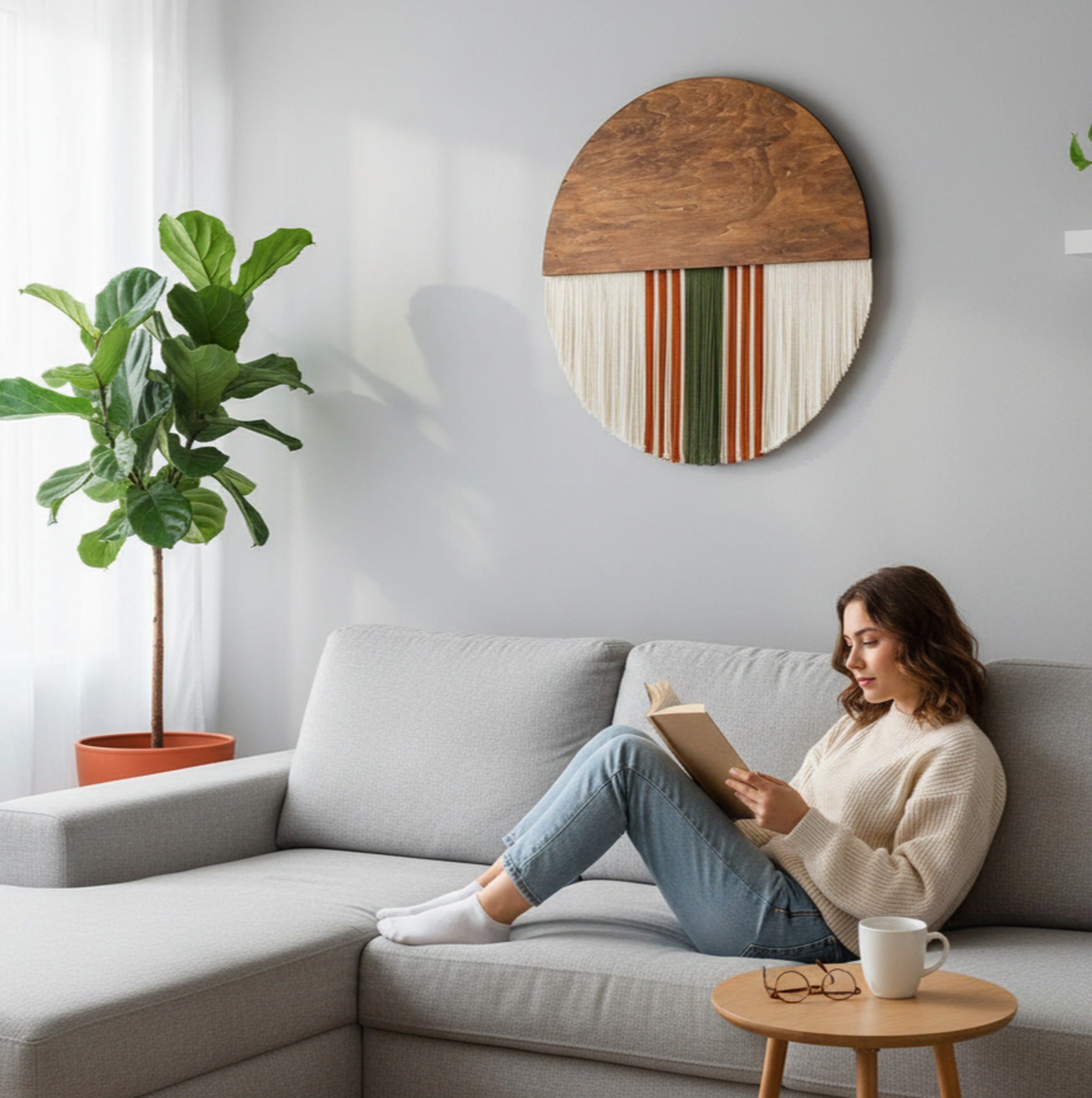 Round Macrame Boho Wall Hanging Decor V54