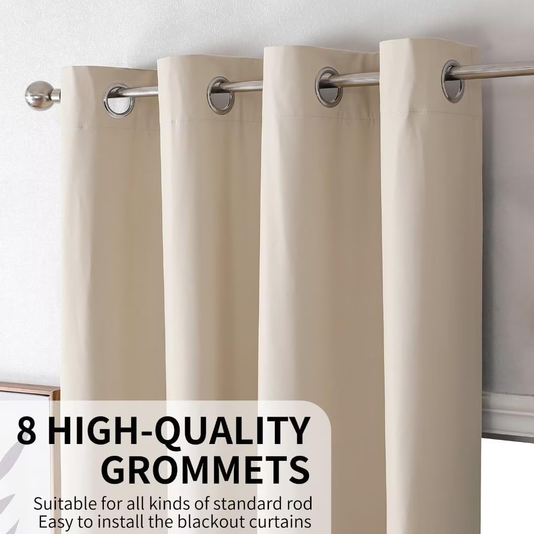 Joydeco 100% Blackout CurtainsThermal Insulated Solid Room Darkening Curtains with Grommets Multiple Sizes