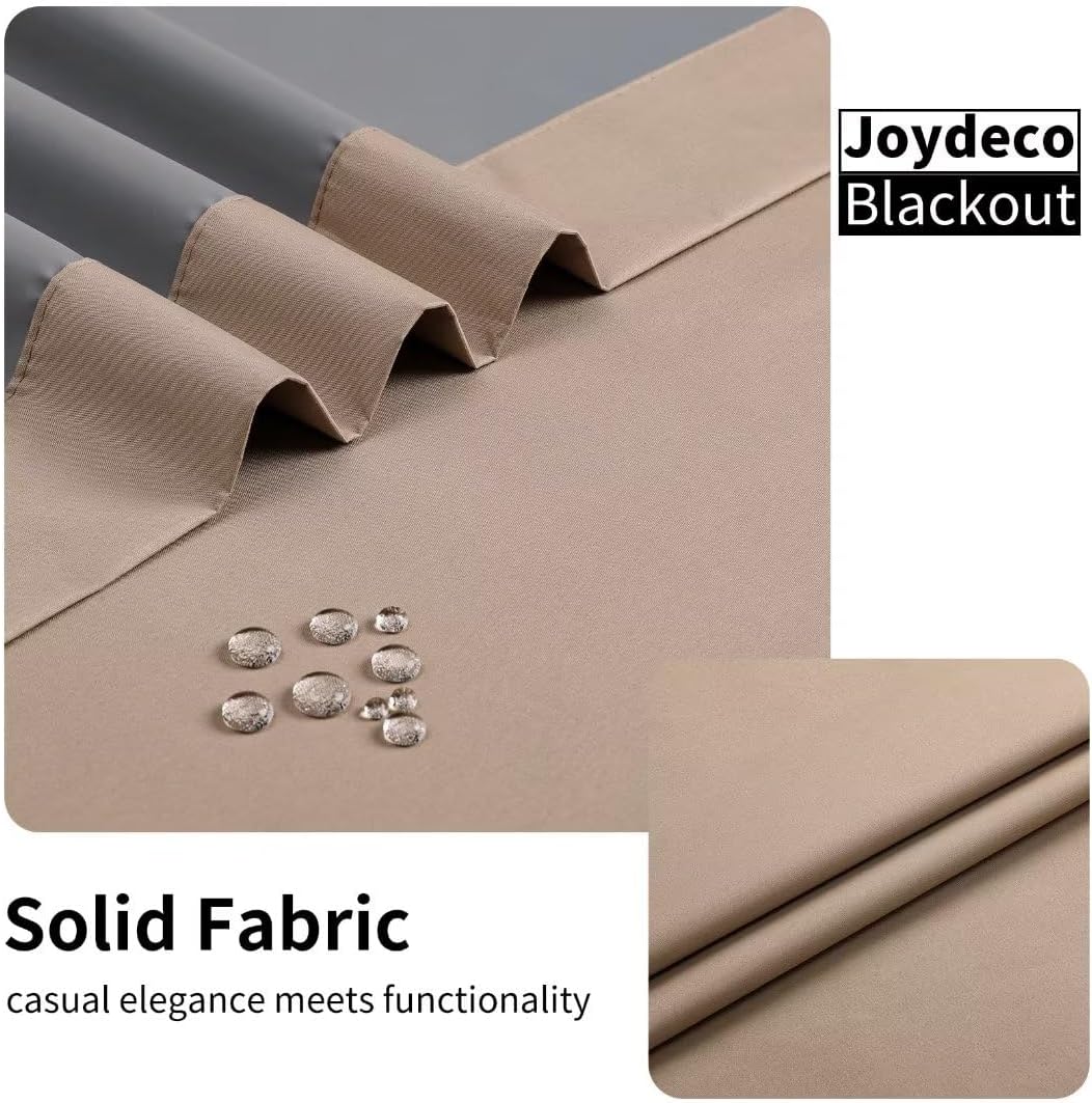 Joydeco 100% Blackout CurtainsThermal Insulated Solid Room Darkening Curtains with Grommets Multiple Sizes