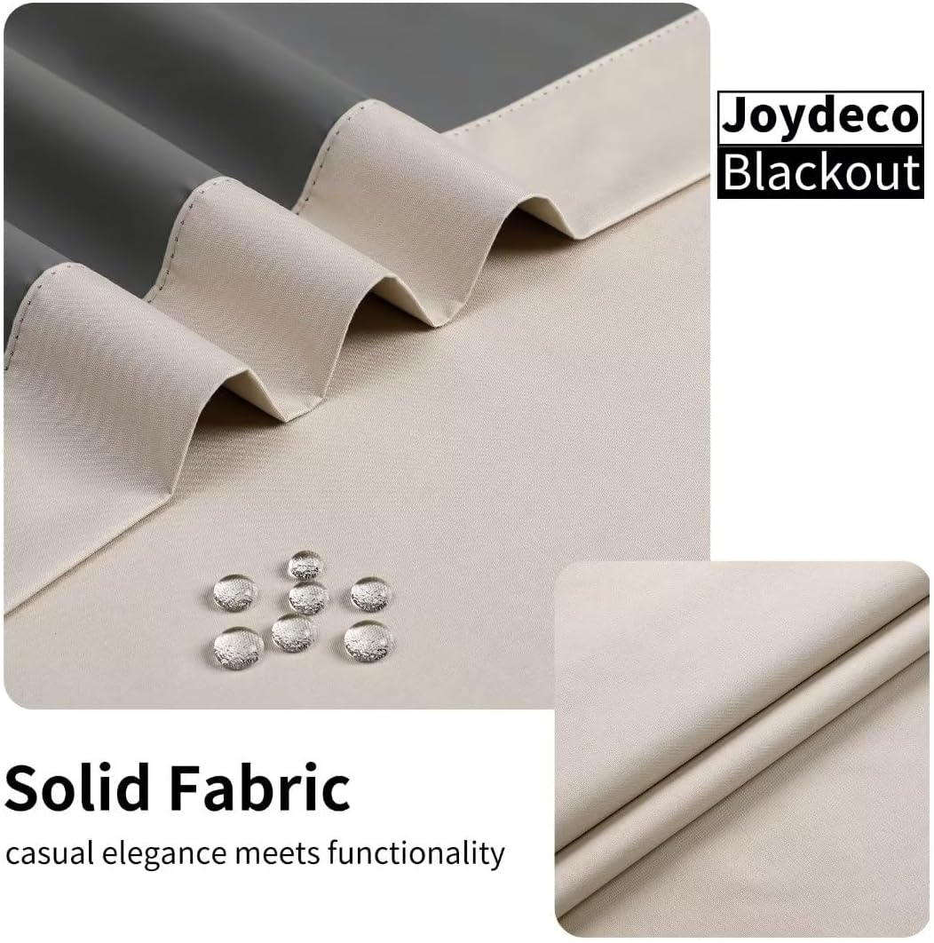 Joydeco 100% Blackout CurtainsThermal Insulated Solid Room Darkening Curtains with Grommets Multiple Sizes