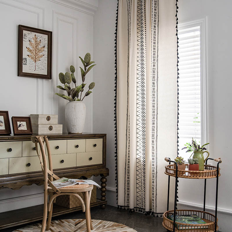 Bohemian Geometric Cotton Semi Blackout Curtains
