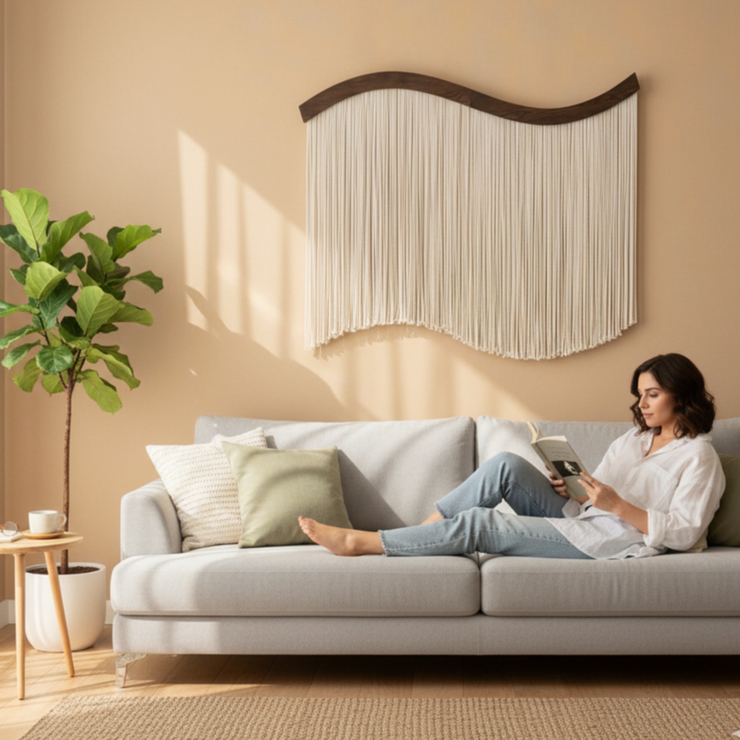 Natural Modern Macrame Wall Hanging Home Decor U07