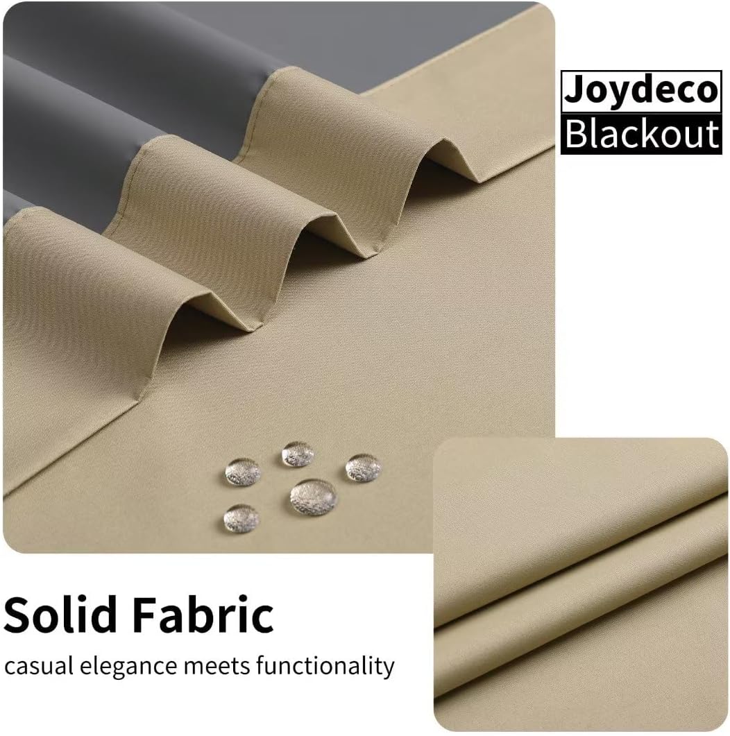 Joydeco 100% Blackout CurtainsThermal Insulated Solid Room Darkening Curtains with Grommets Multiple Sizes