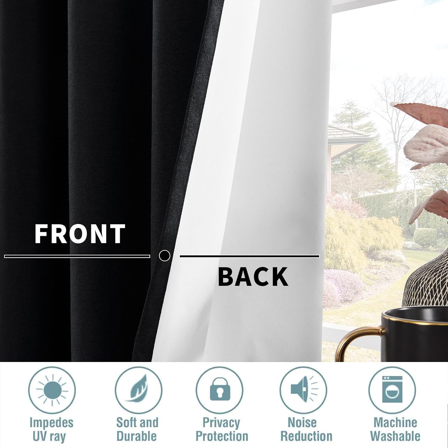 Joydeco Blackout Curtains 2 Panels Set, featuring thermal insulated long curtains