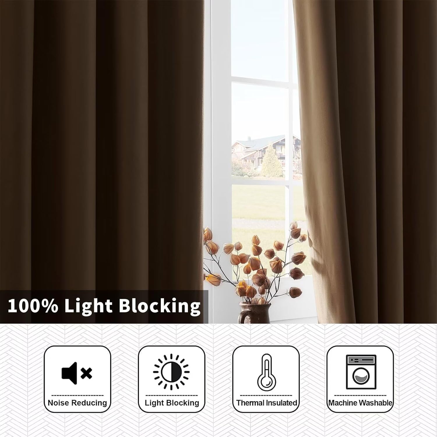 Joydeco Blackout Curtains 2 Panels Set, featuring thermal insulated long curtains