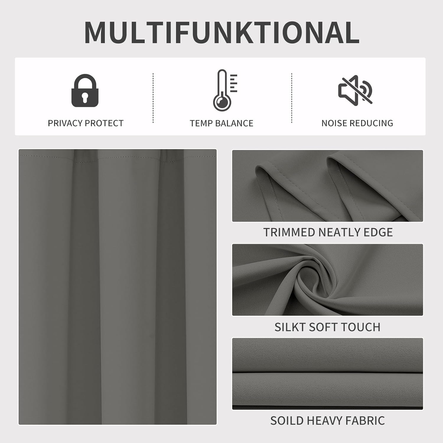 Joydeco Blackout Curtains 2 Panels Set, featuring thermal insulated long curtains