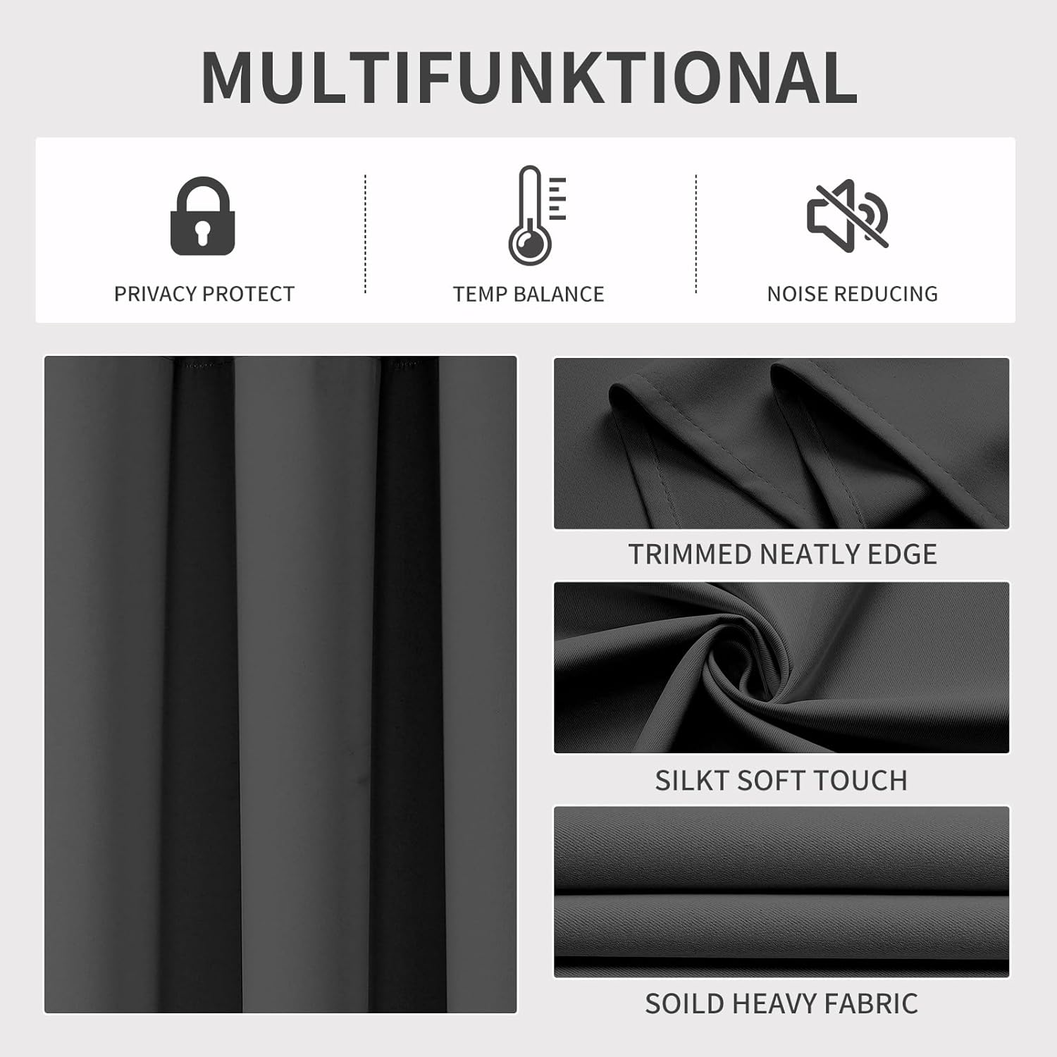 Joydeco Blackout Curtains 2 Panels Set, featuring thermal insulated long curtains