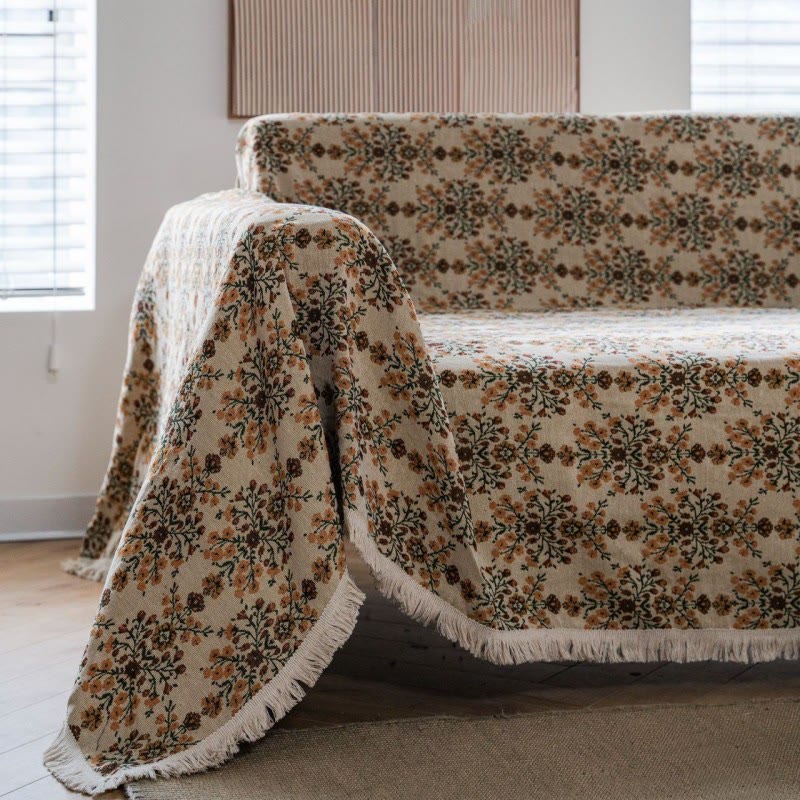 Plum Flower Jacquard Tassel Sofa Protector - image 5