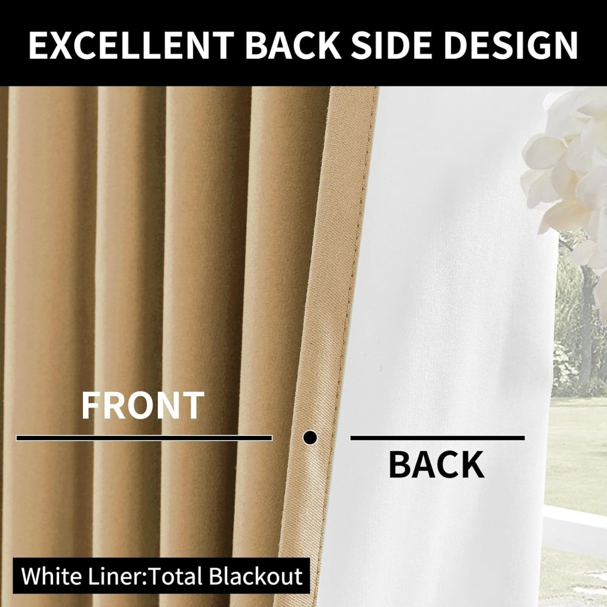 Joydeco Blackout Curtains 2 Panels Set, featuring thermal insulated long curtains Dark Beige Curtains