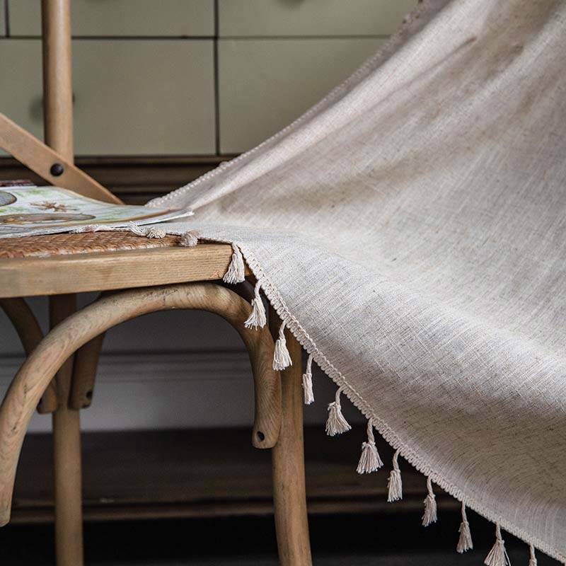 Boho Tassel Beige Light Filtering Curtain Curtains Ownkoti 7