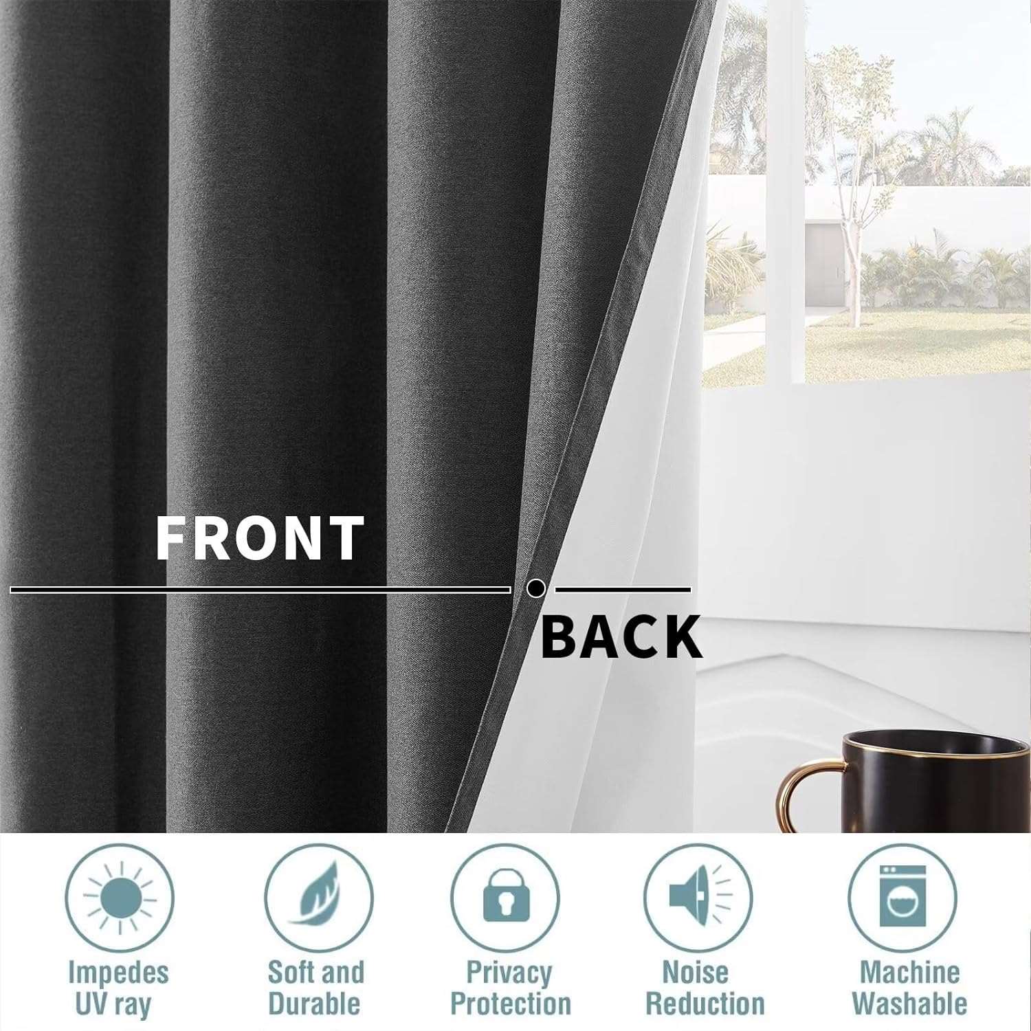 Joydeco Blackout Curtains 2 Panels Set, featuring thermal insulated long curtains
