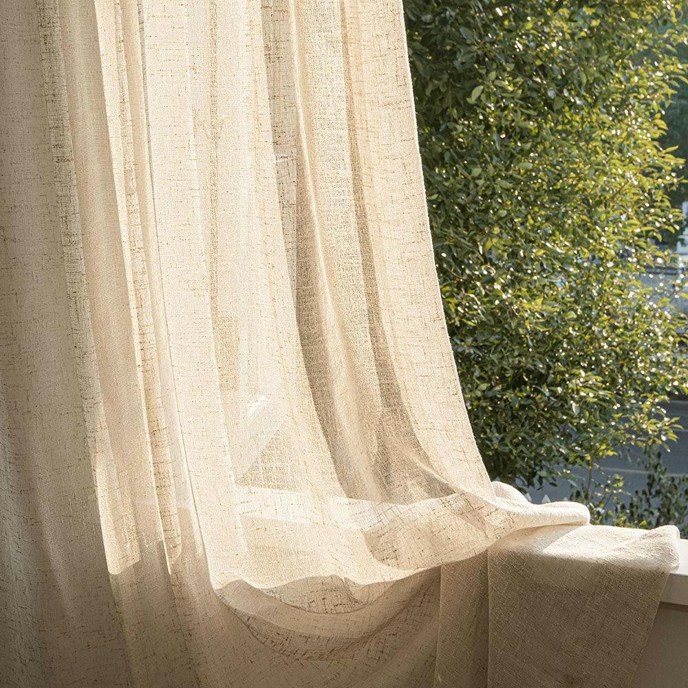 Natural sheer linen curtains for soft light privacy and tailored home style