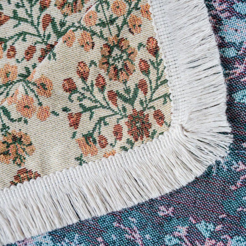 Plum Flower Jacquard Tassel Sofa Protector - image 7