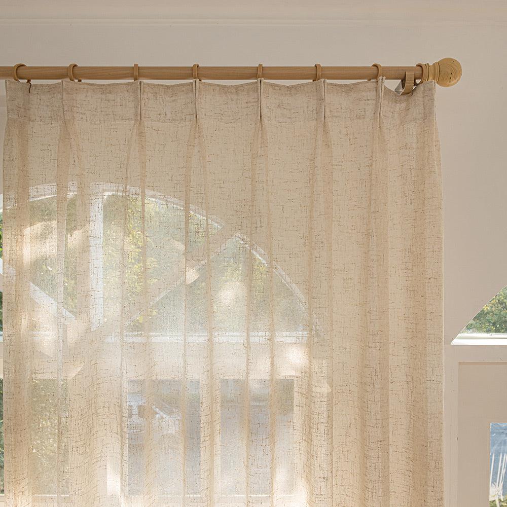 Natural sheer linen curtains for soft light privacy and tailored home style