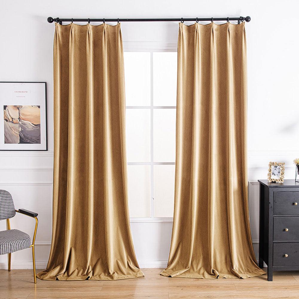 Dark Green Velvet Custom Curtains | Aushme Blackout Velvet Drapes Aushme Almond Brown-6