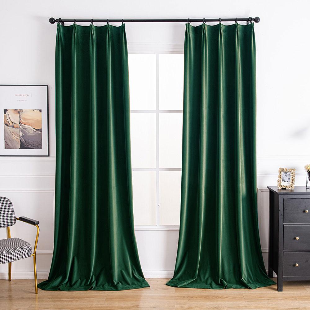 Dark Green Velvet Custom Curtains | Aushme Blackout Velvet Drapes Aushme Dark Green-31