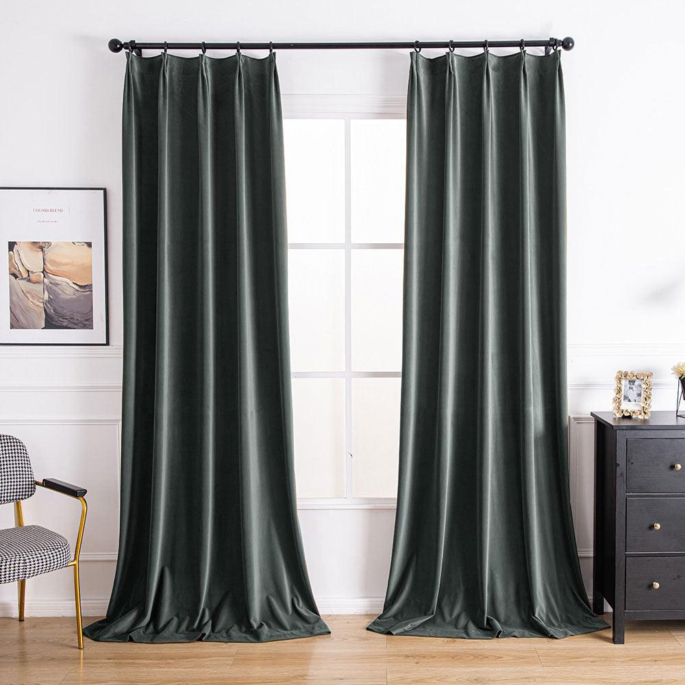 Gold Velvet Drapes | Aushme Warm Velvet Custom Curtains Aushme Medium Gray-47
