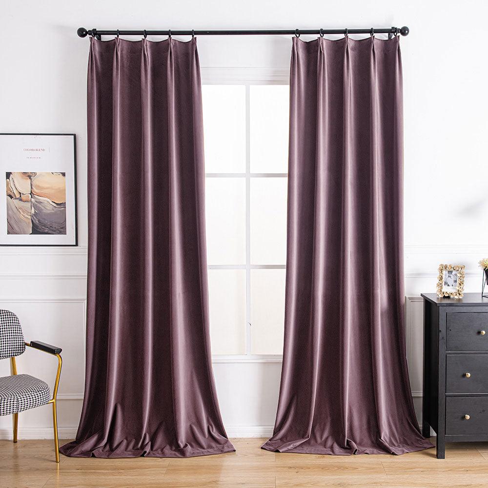 Purple-16 Aushme Luxurious Velvet Room Darkening Custom Drapes