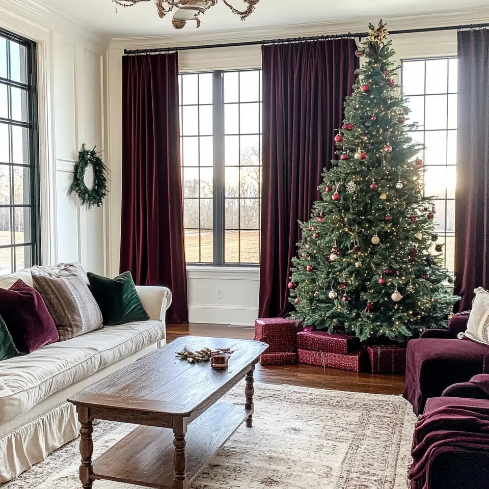 Red velvet pinch pleat luxury drapes with blackout insulation for rich style