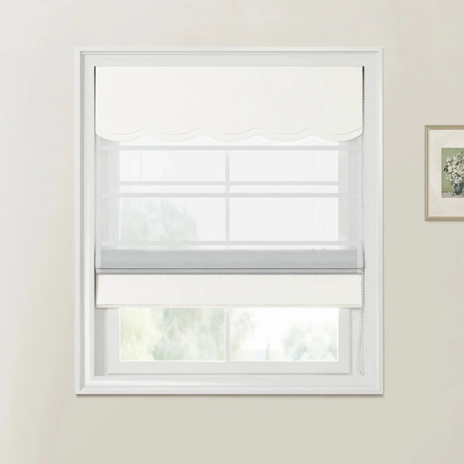 Custom Valanced Day Night Roman Shade Cord Lift -TWOPAGES