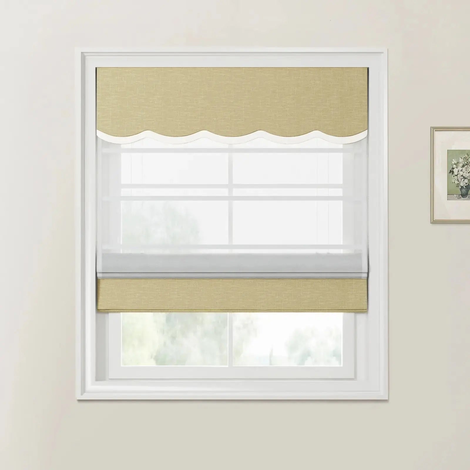 Custom Valanced Day Night Roman Shade Cord Lift -TWOPAGES