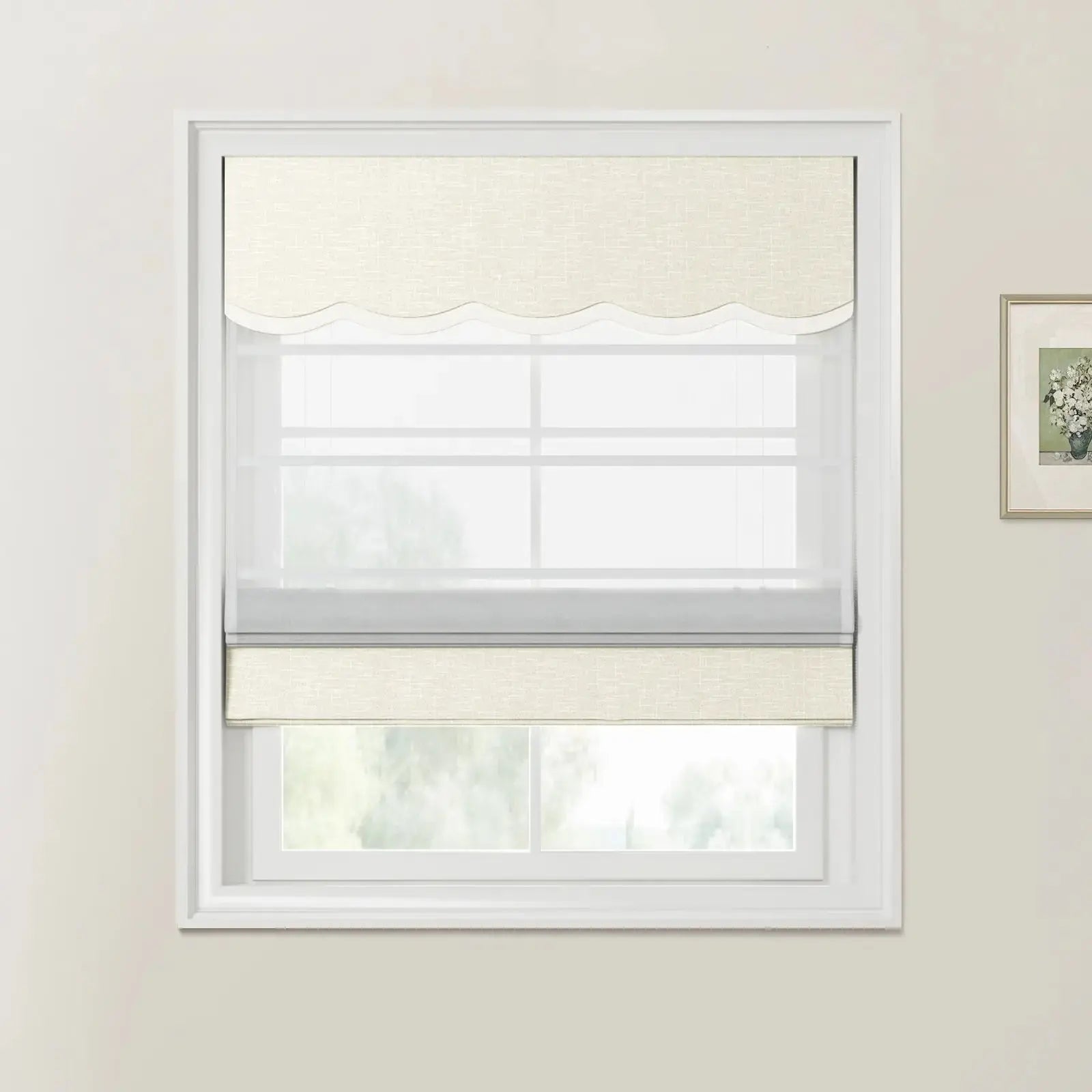 Custom Valanced Day Night Roman Shade Cord Lift -TWOPAGES