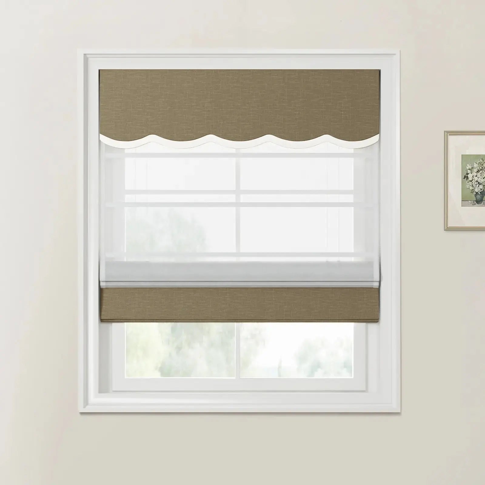 Custom Valanced Day Night Roman Shade Cord Lift -TWOPAGES