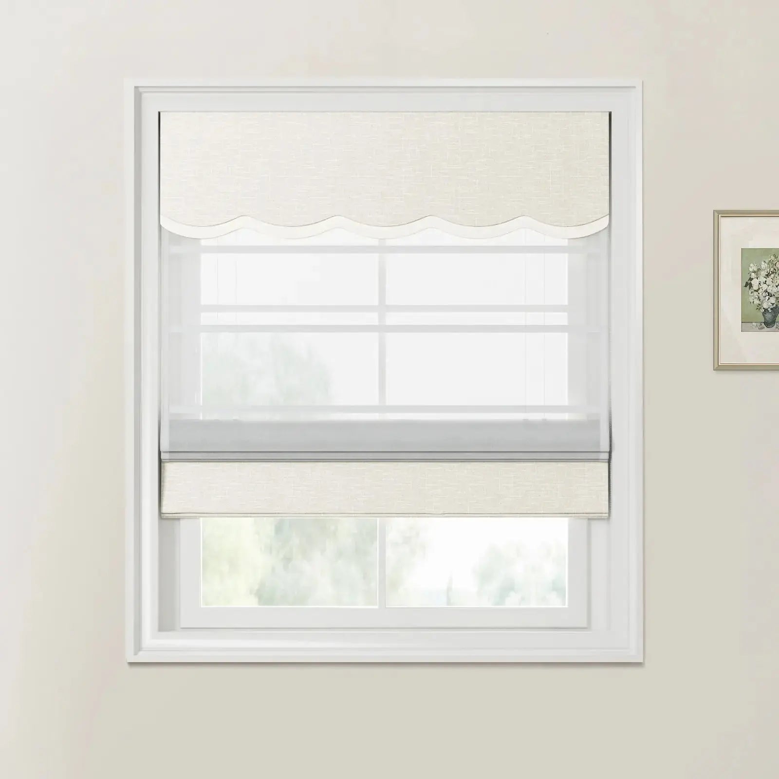 Custom Valanced Day Night Roman Shade Cord Lift -TWOPAGES