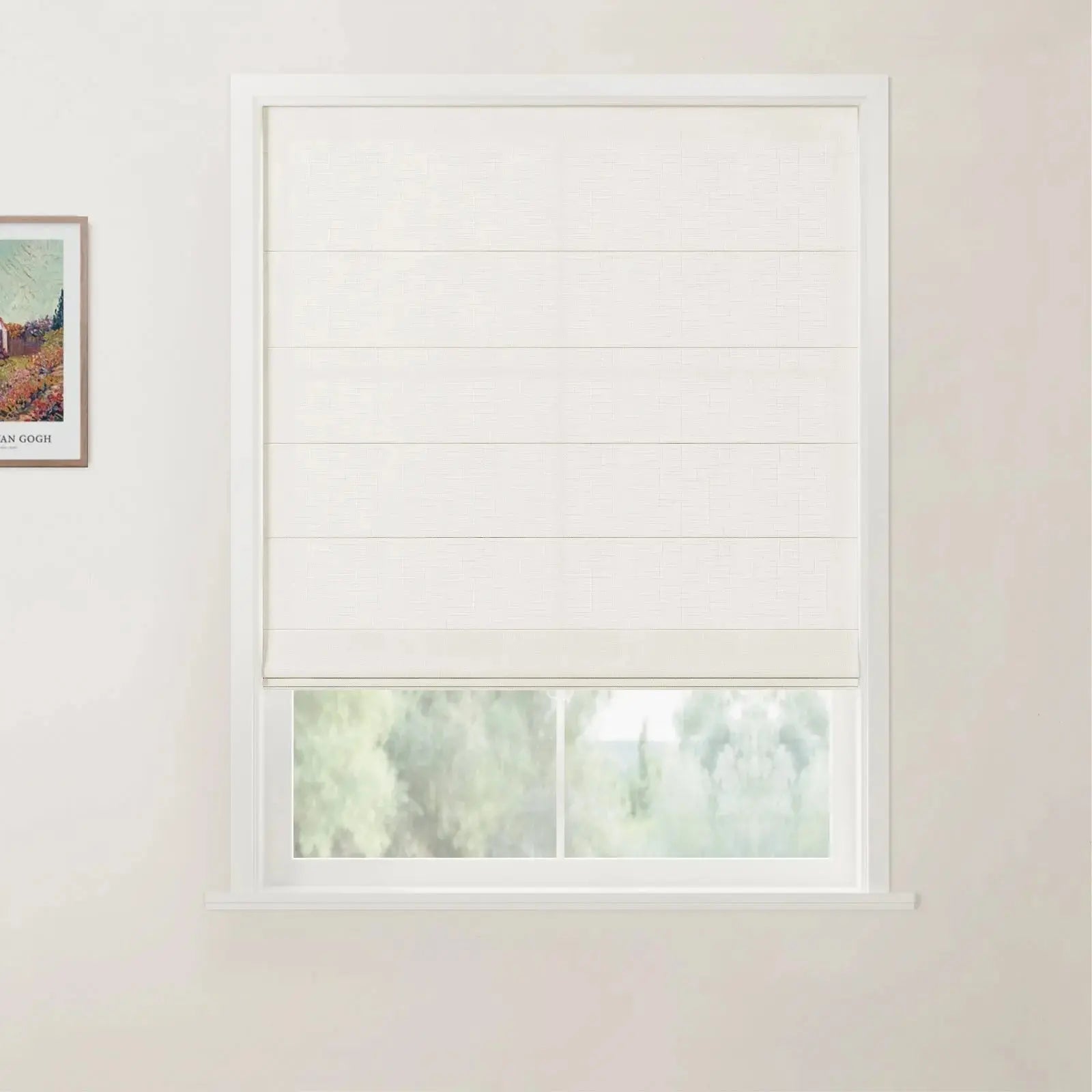 Custom Linen Back Slat Roman Shades Cordless -TWOPAGES