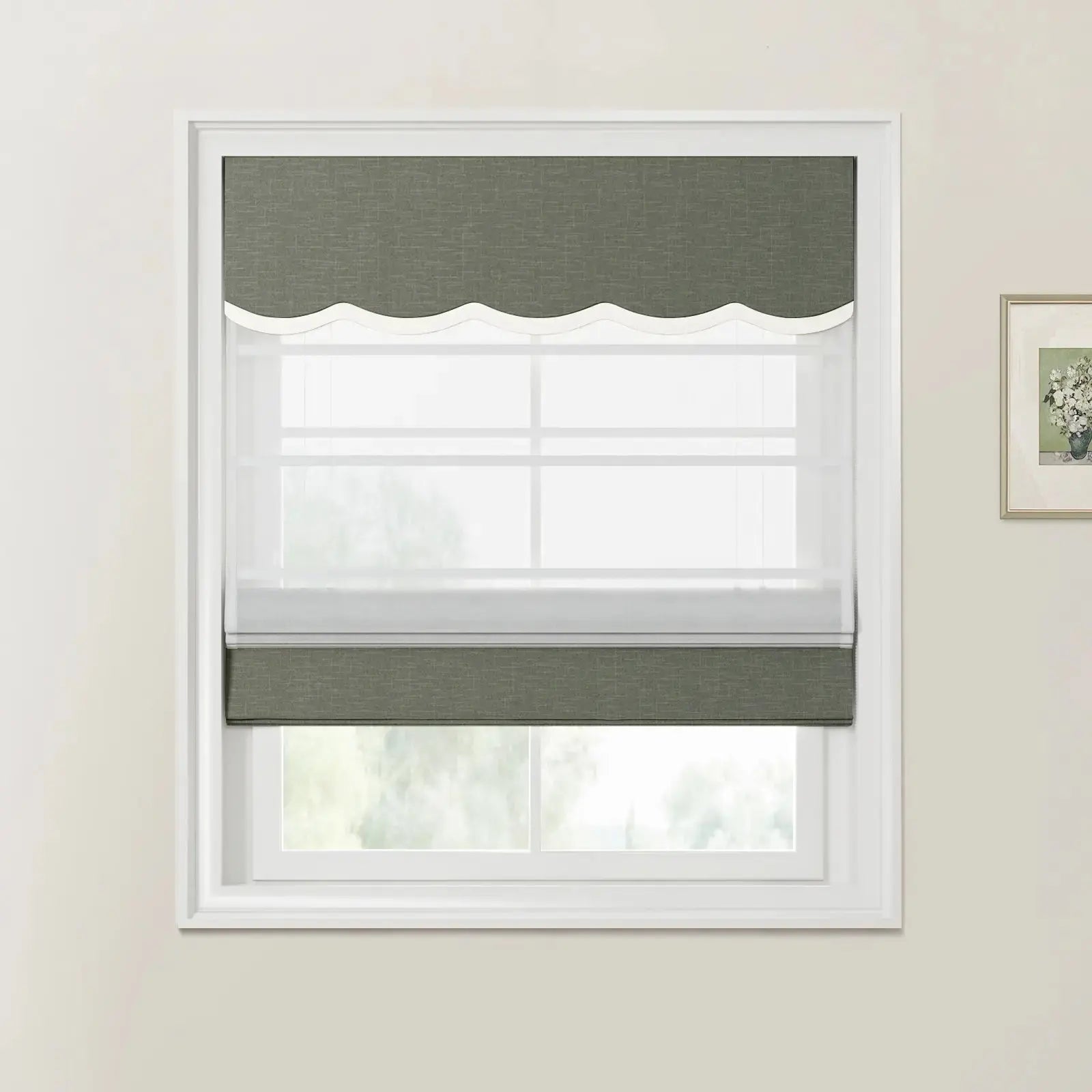 Custom Valanced Day Night Roman Shade Cord Lift -TWOPAGES