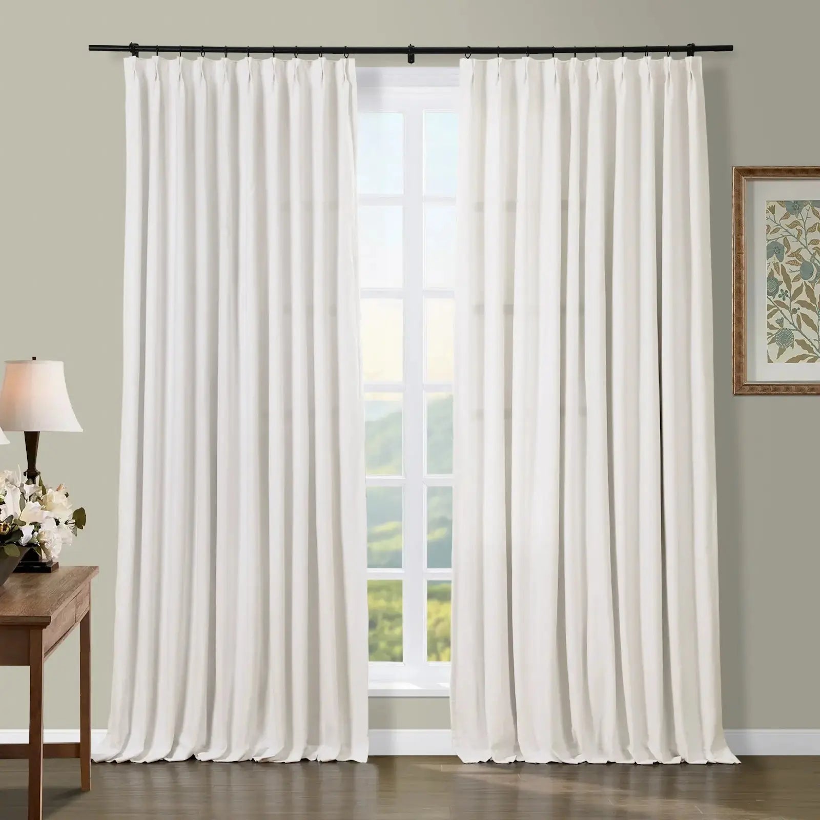 Broad 100% Cotton Plain Weave Curtain Pleated - TWOPAGES