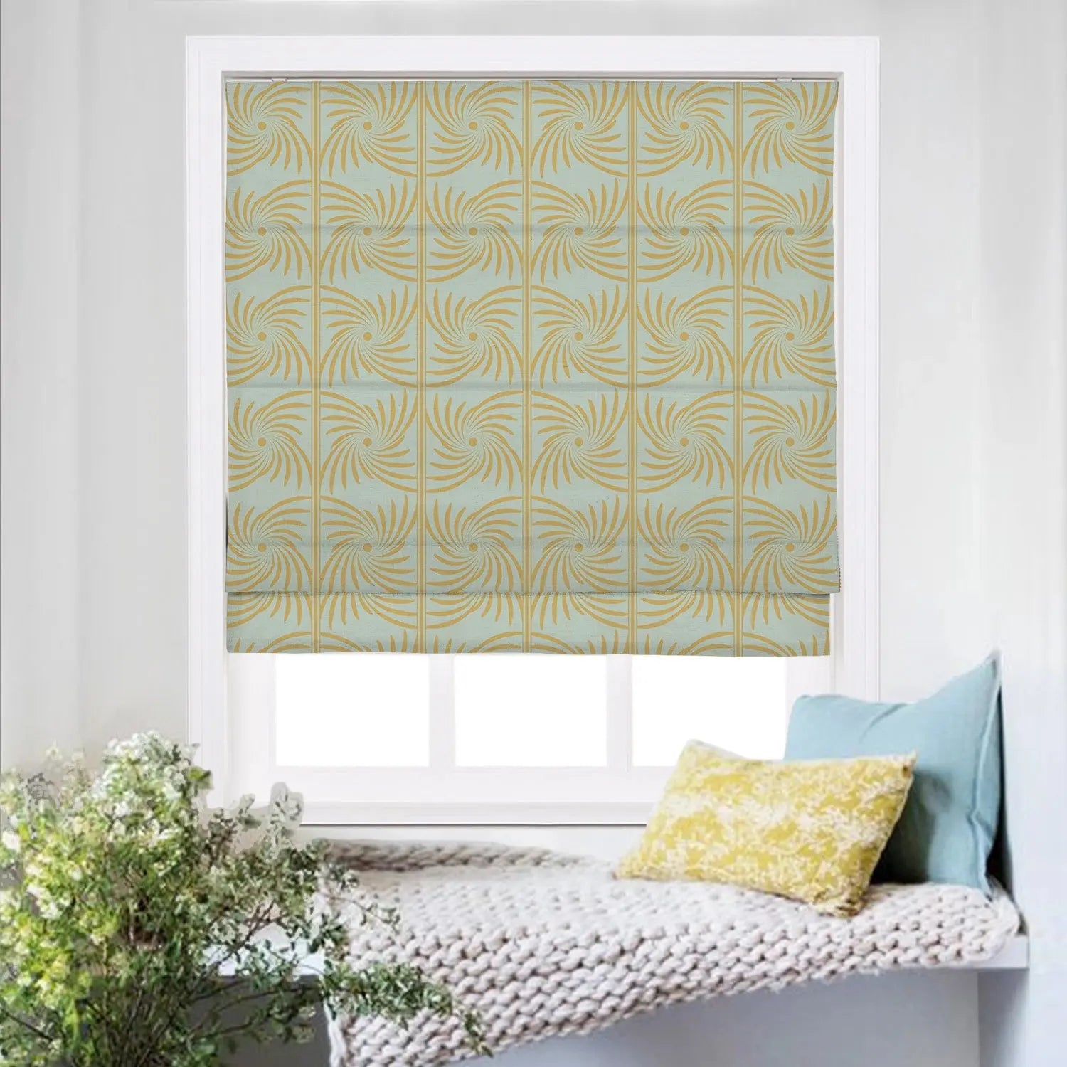 Roman Shade Cordless Linen Printed TWOPAGES