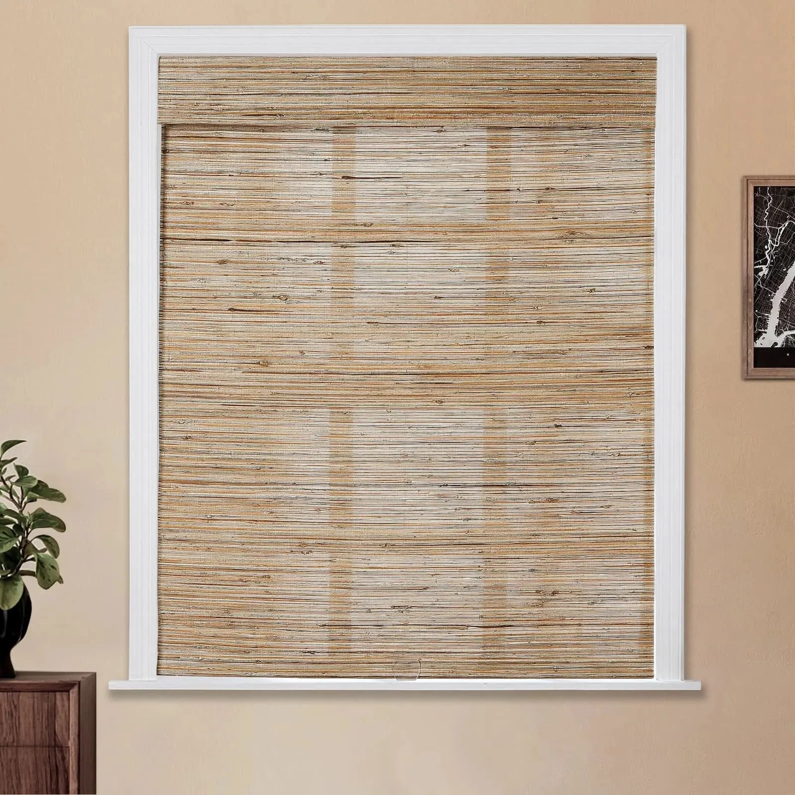 Natural Ramie Bamboo Woven Shade - Honeynut TWOPAGES CURTAINS