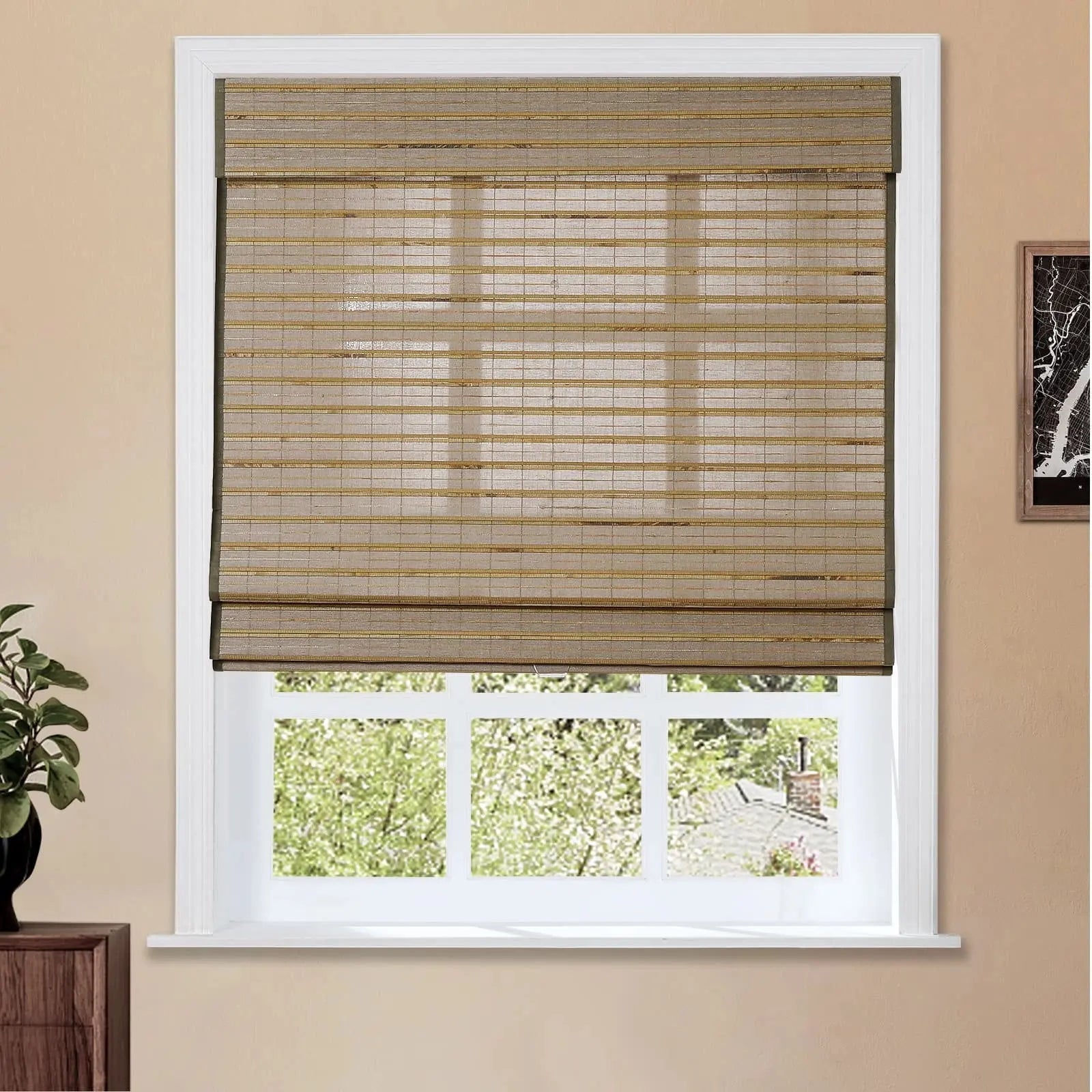 Natural Flax Bamboo Woven Shade - Rattan TWOPAGES CURTAINS