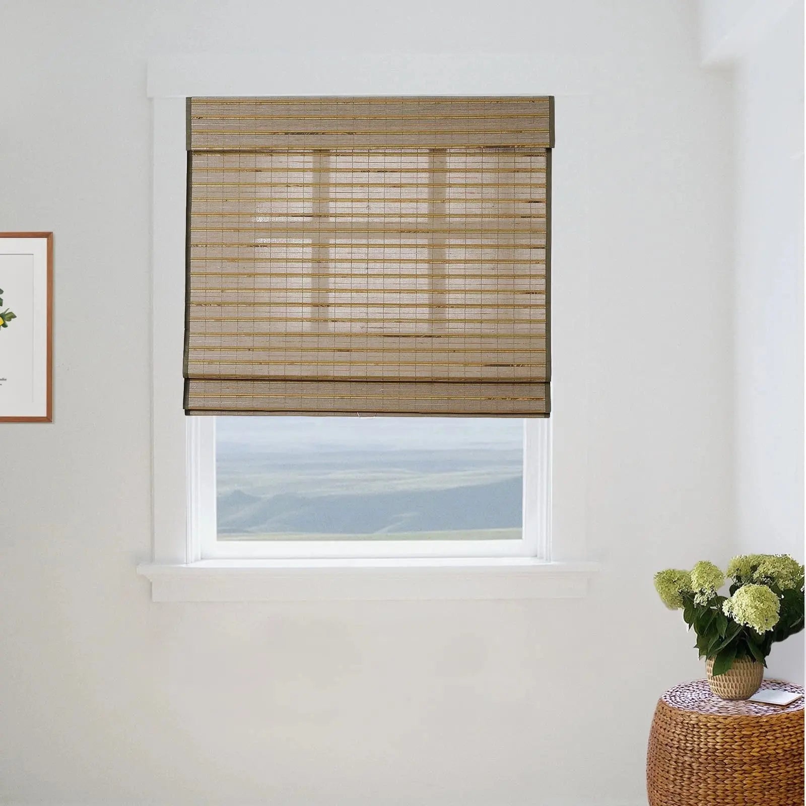 Natural Flax Bamboo Woven Shade - Rattan TWOPAGES CURTAINS