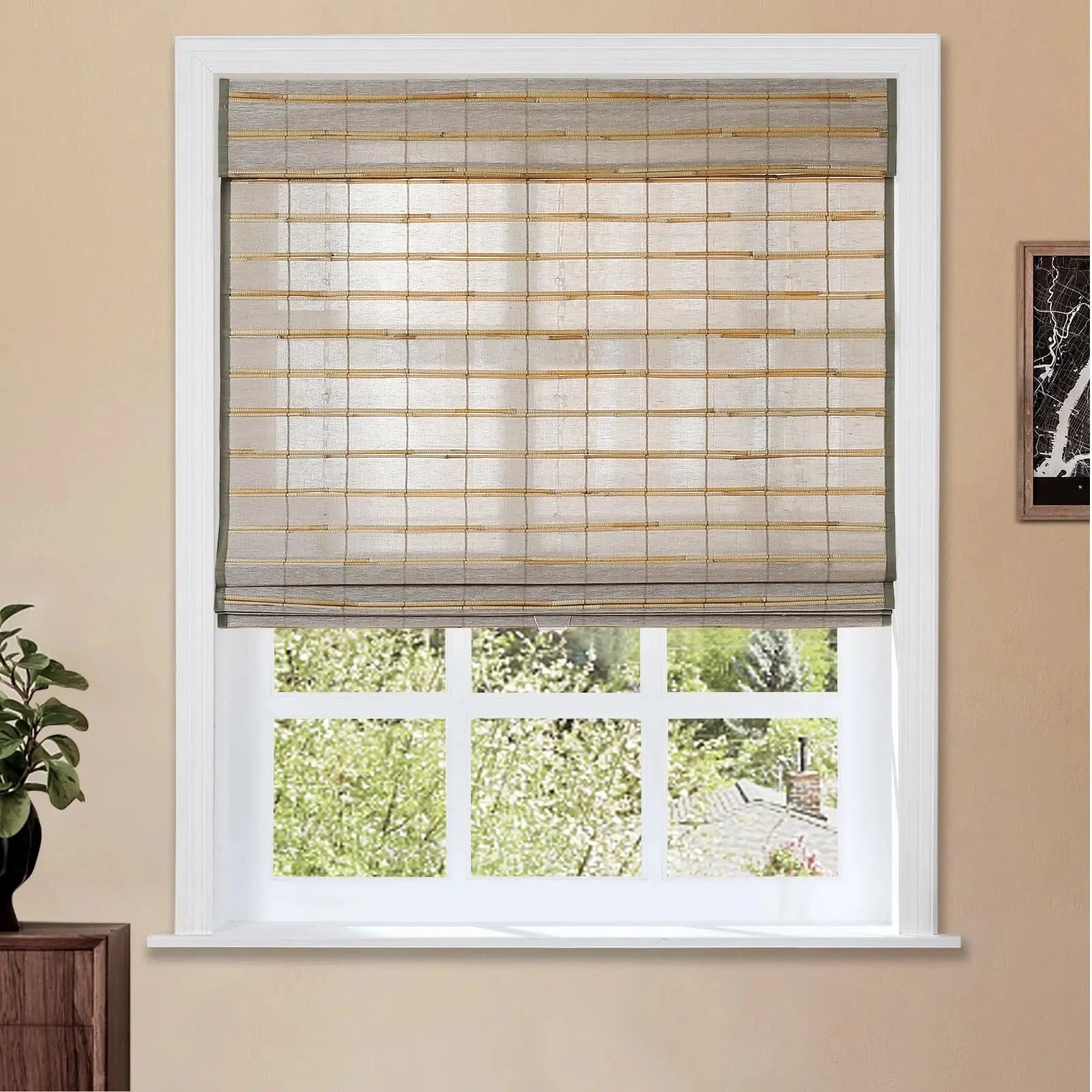 Natural Flax Bamboo Woven Shade - Sandbar TWOPAGES CURTAINS