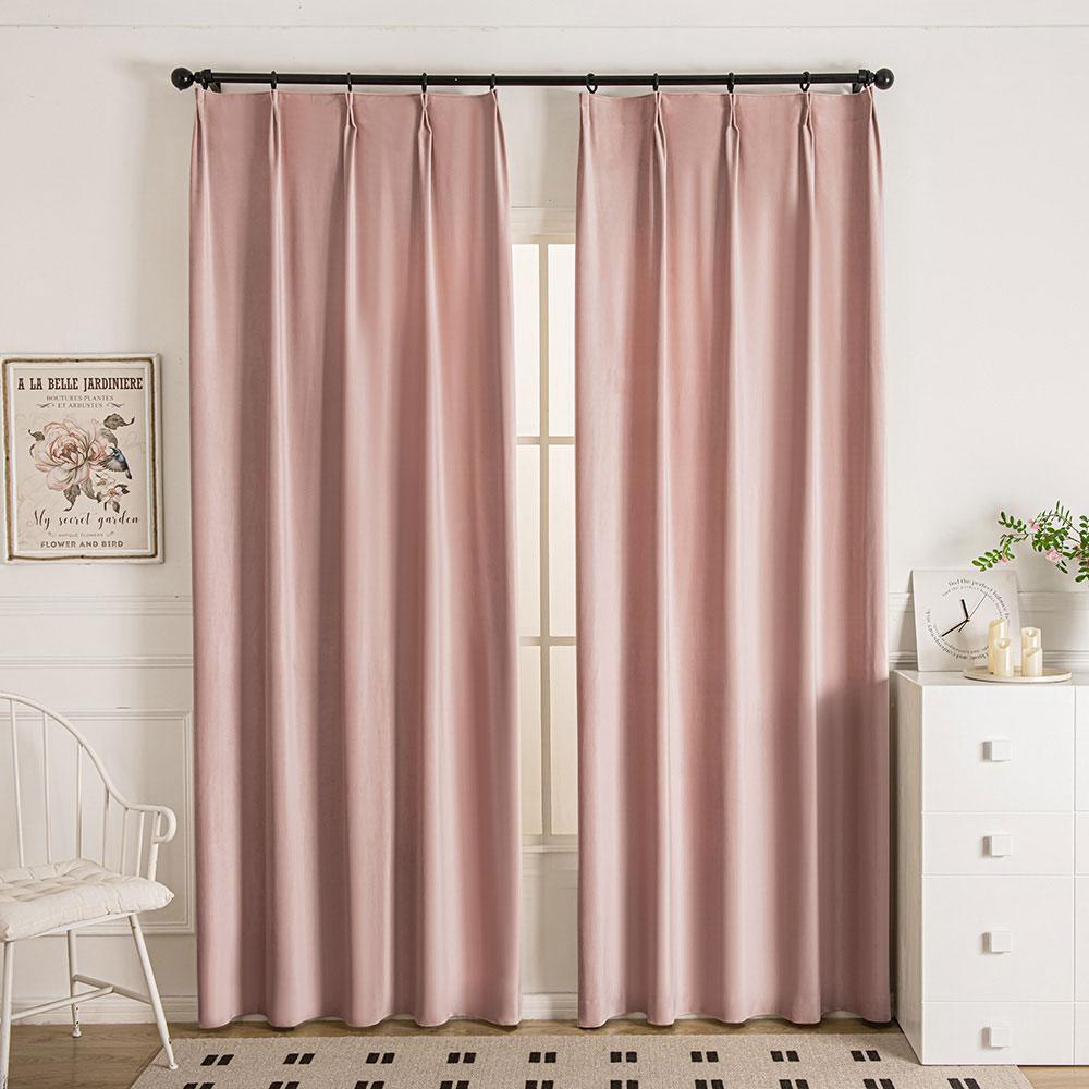 Pink-72 Doux Velvet Elegance Room Darkening Custom Curtains