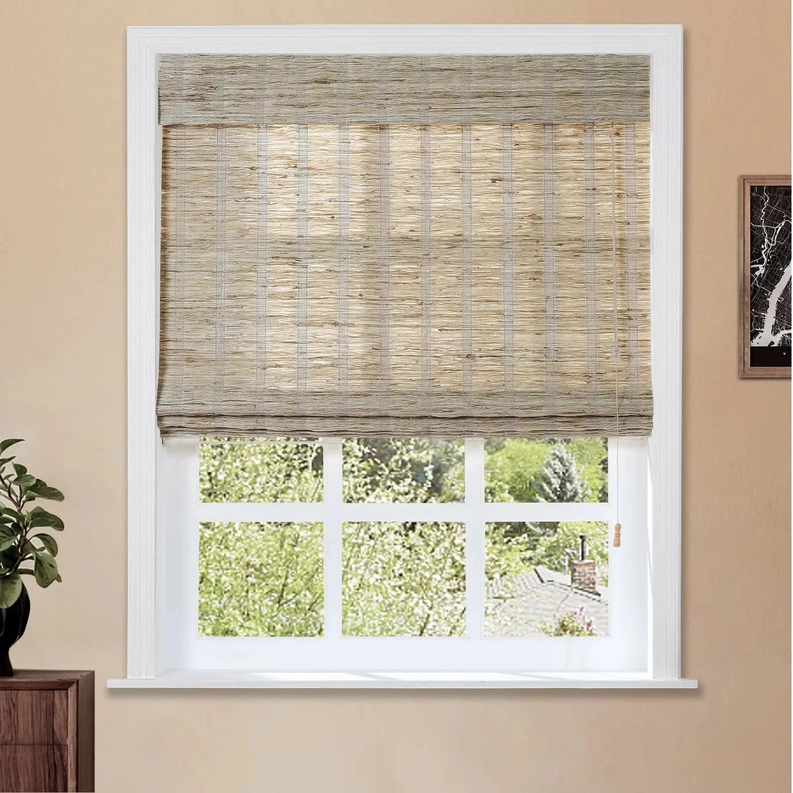 Natural Ramie Bamboo Woven Shade - Almond TWOPAGES CURTAINS