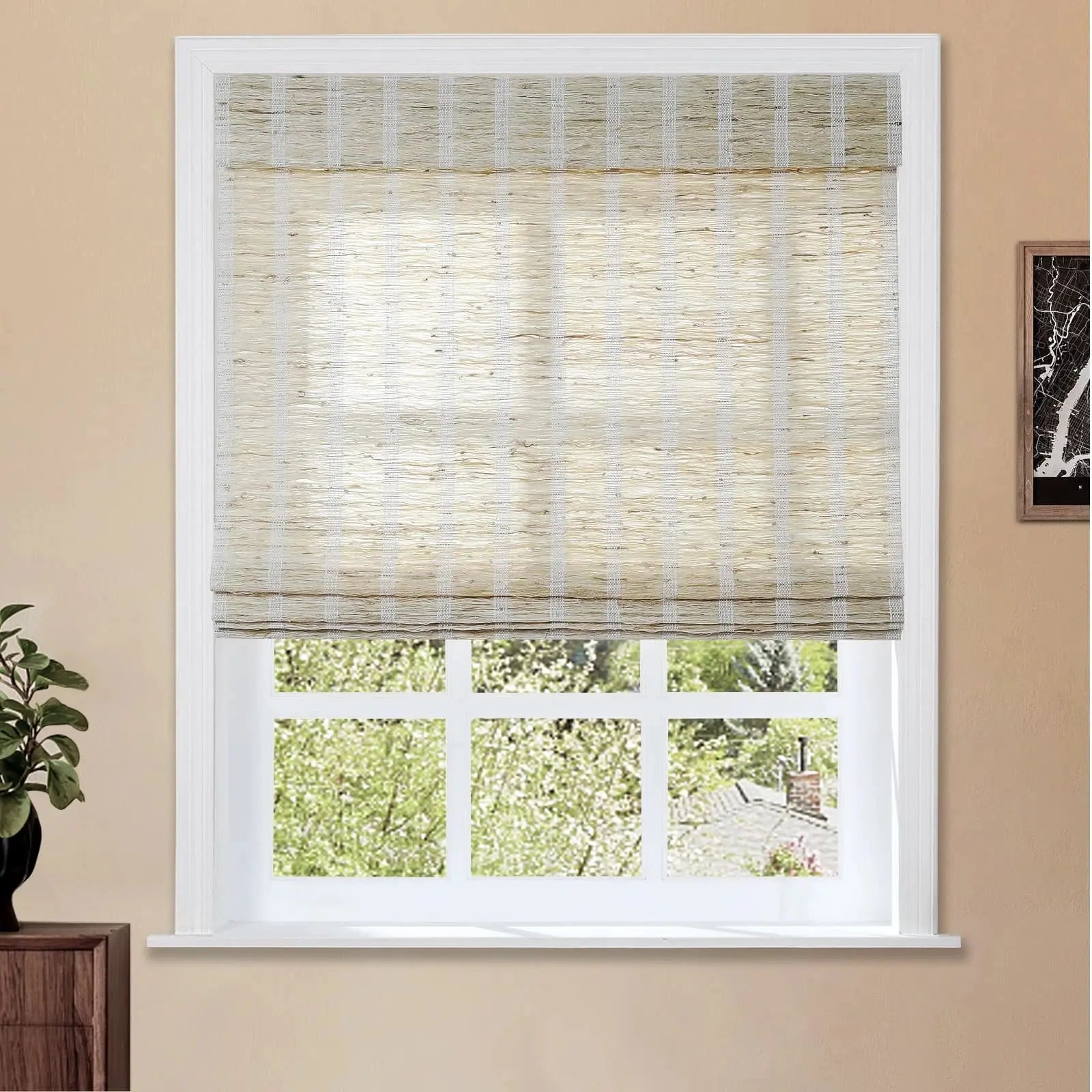Natural Ramie Bamboo Woven Shade - Shell TWOPAGES CURTAINS