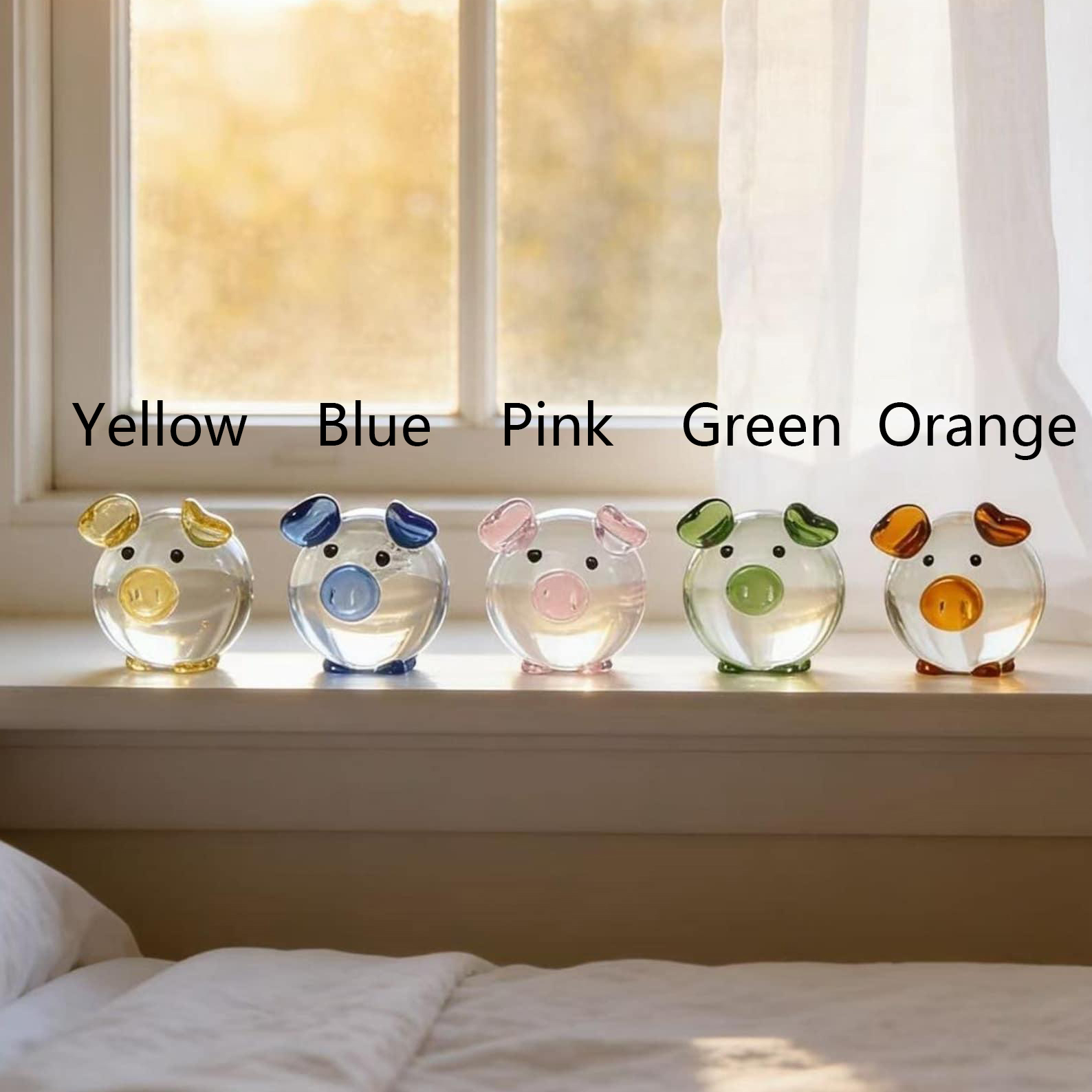 Hand-blown crystal little pig ornaments, glass animal decorations, mini little pigs, home ornaments