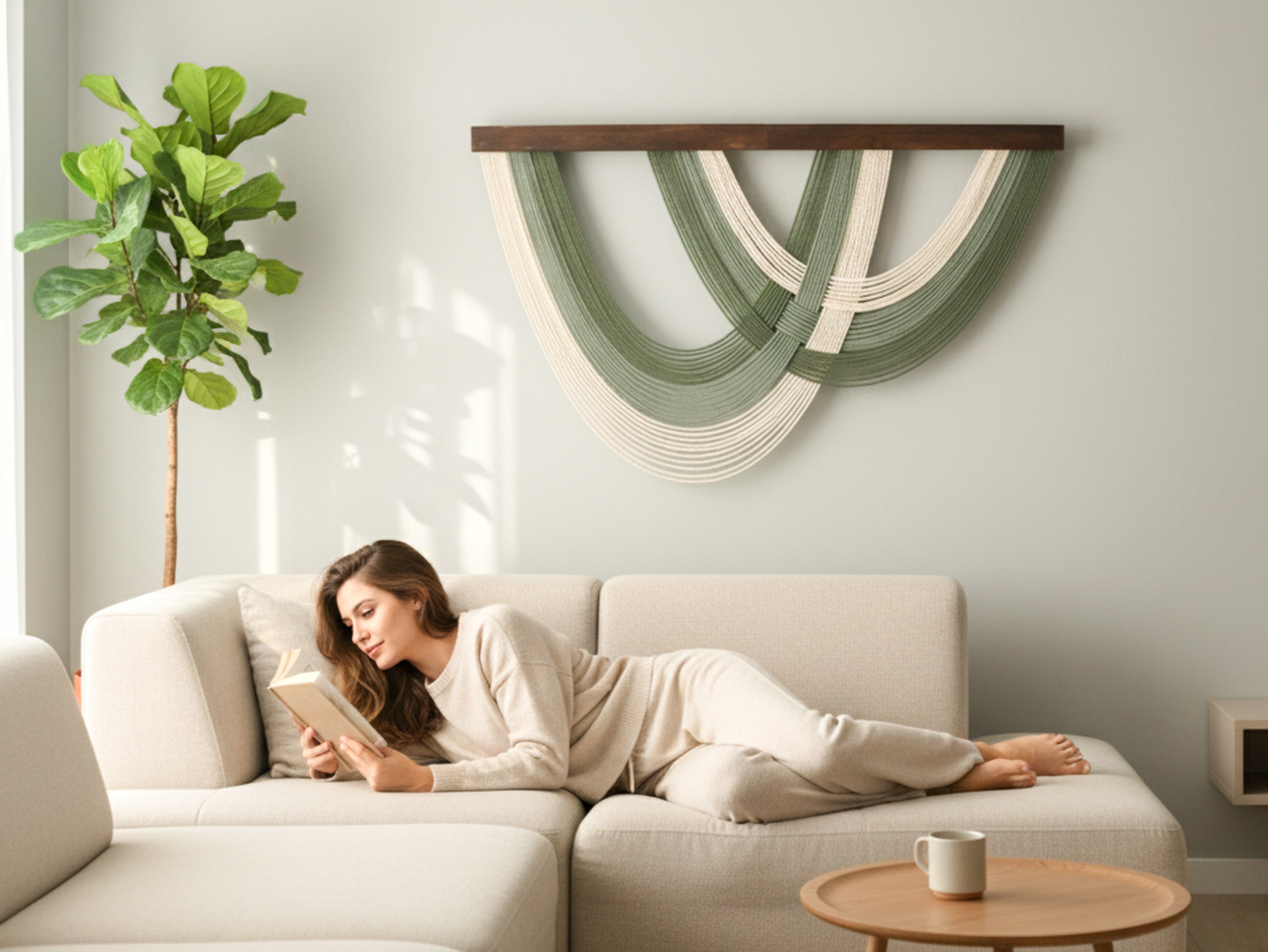 Large Handmade Cotton Macrame Wall Hanging V91