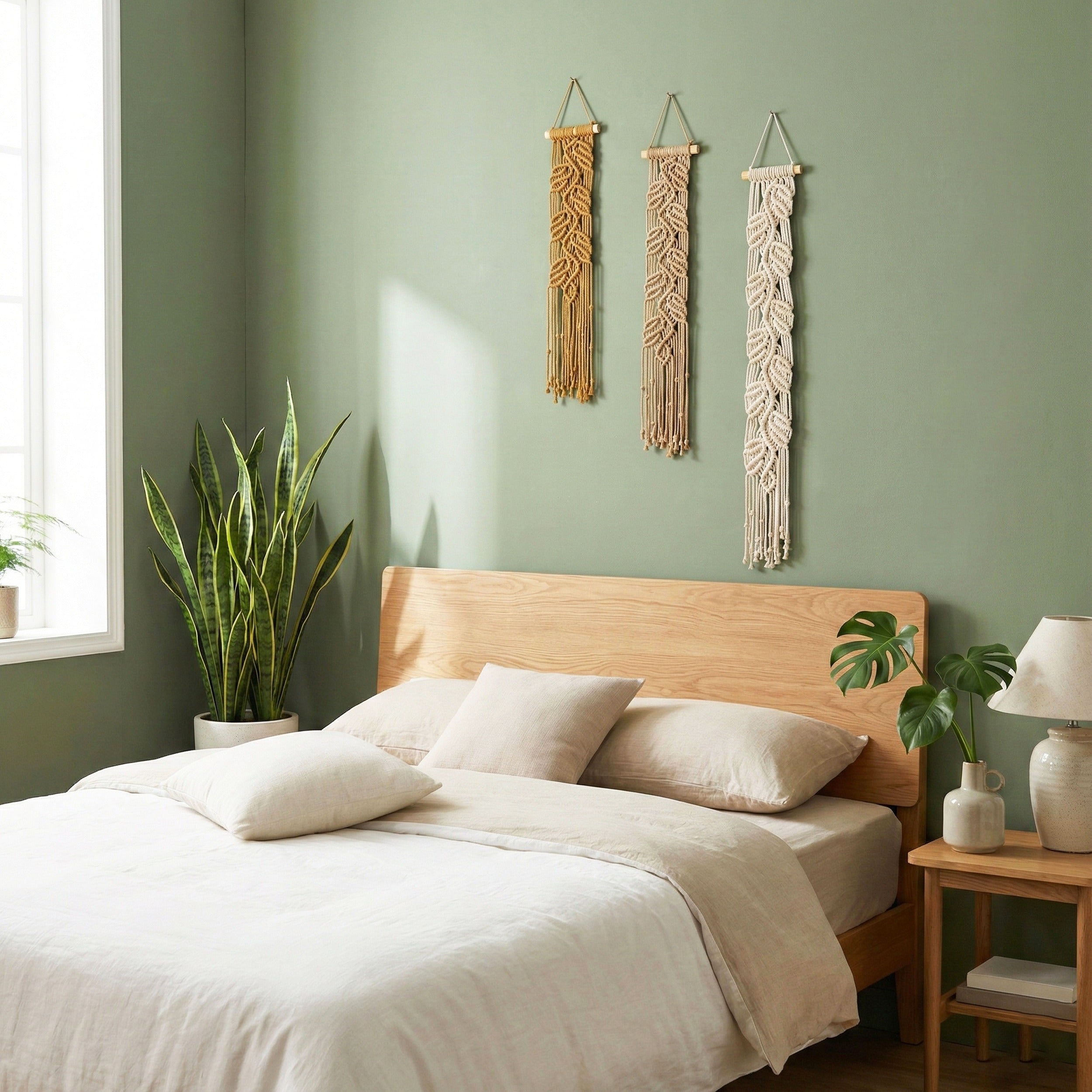 Handmade Macrame Leaf Wall Hanging, Cotton Boho Fiber Wall Decor