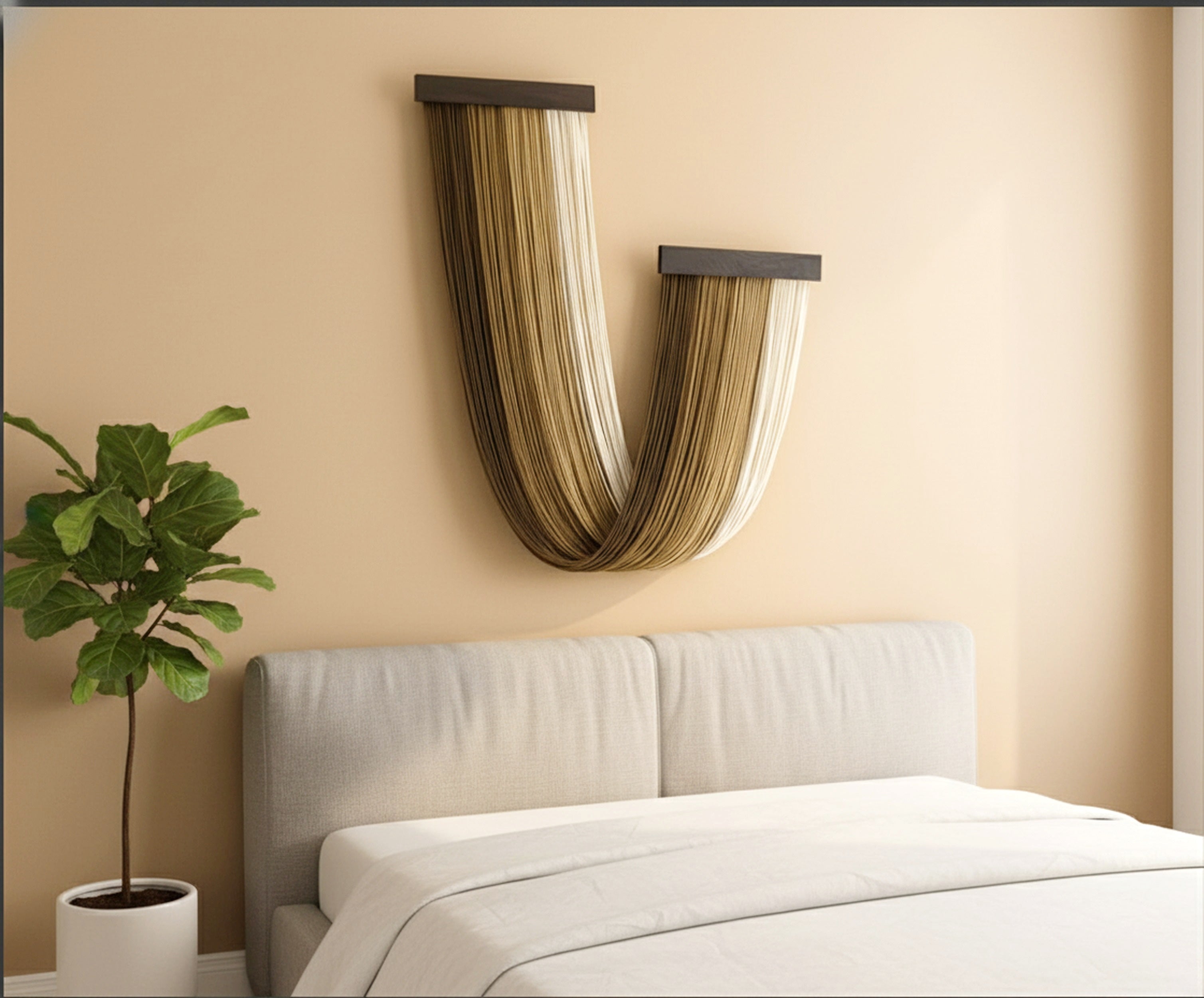 Milky Way Macrame Wall Hanging with Natural Wood, Handmade Boho Fiber Wall Decor