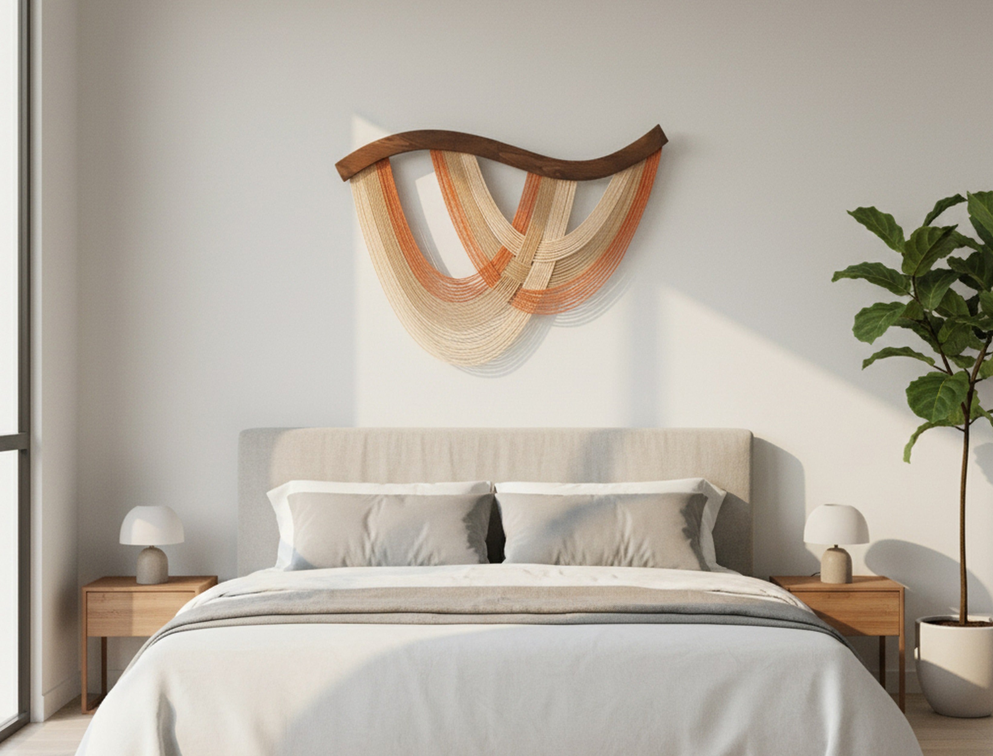 Fiber Macrame Wall Hanging Boho Vertical Decor V93