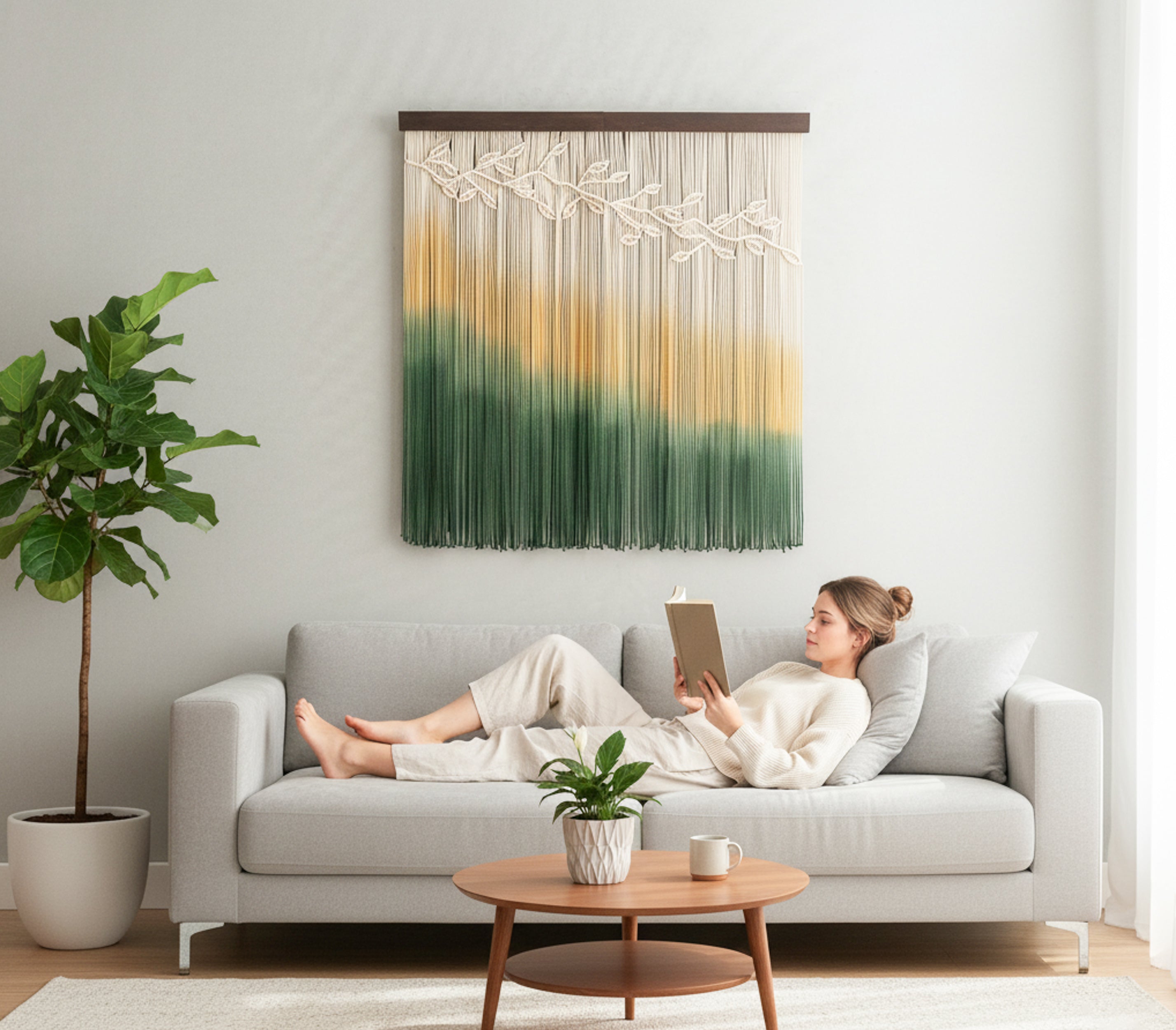 Large Macrame Fiber Wall Hanging Decor U30