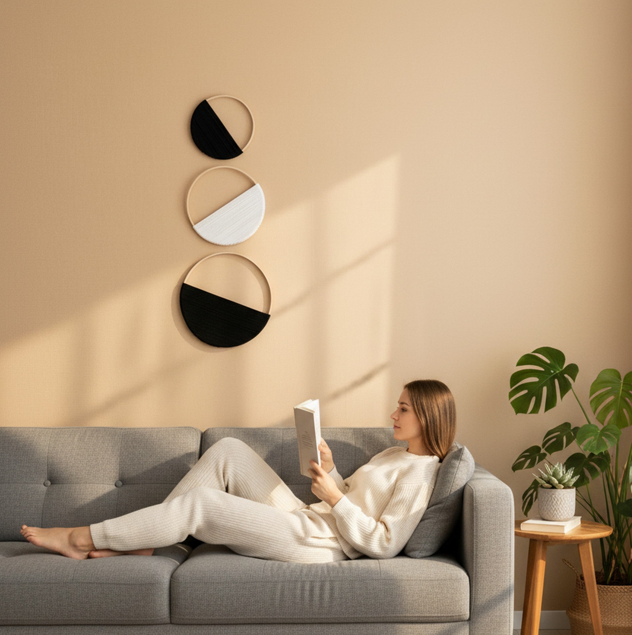 Vertical Boho Macrame Circle Wall Hanging W23