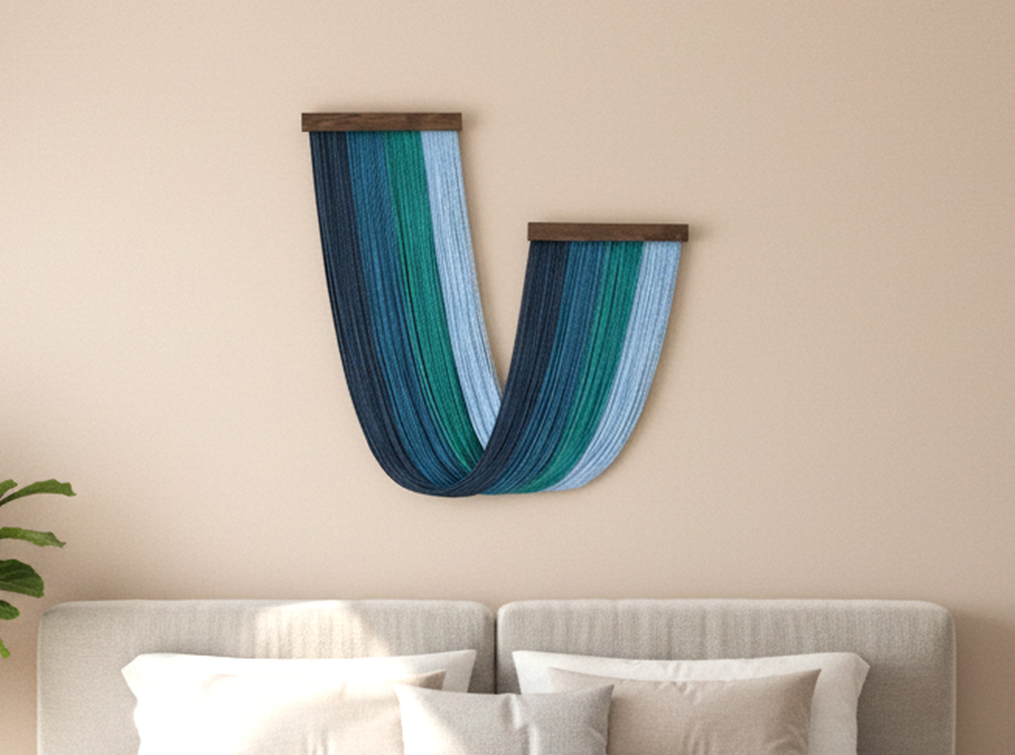 Milky Way Macrame Wall Hanging with Natural Wood, Handmade Boho Fiber Wall Decor