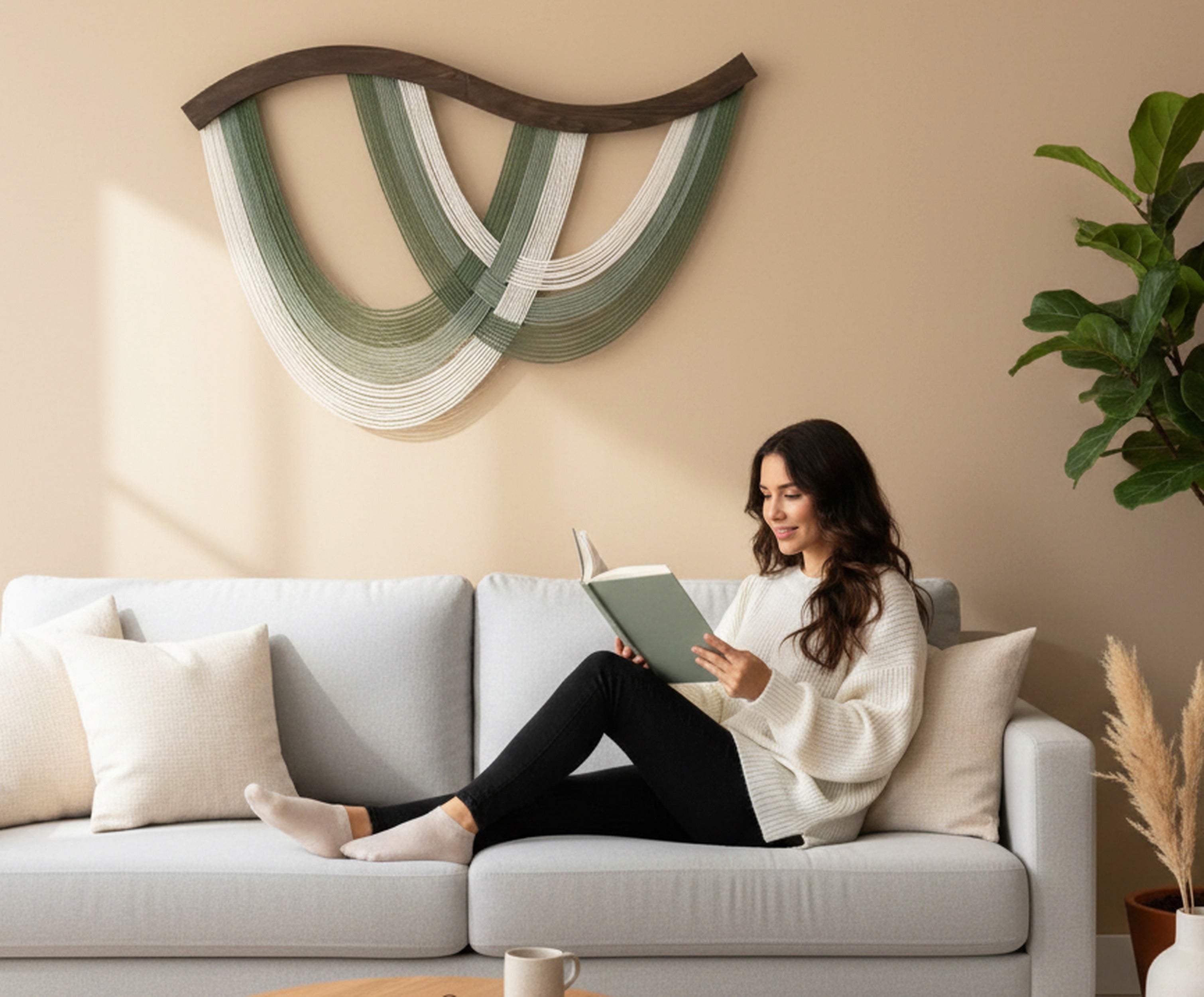 Cotton Macrame Wave Wall Hanging Boho Decor V93